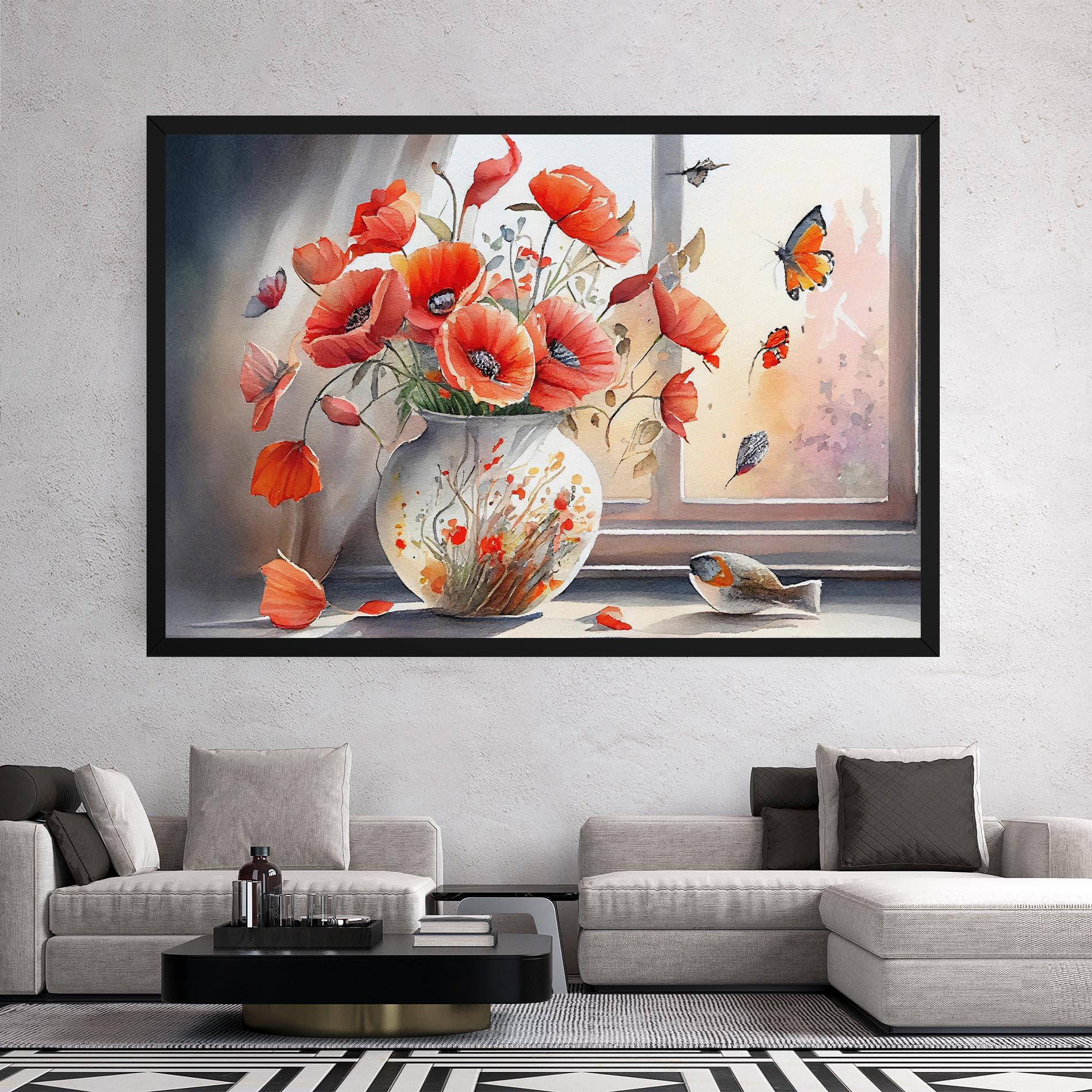 Tablou Canvas Poppies Vase mockup 2