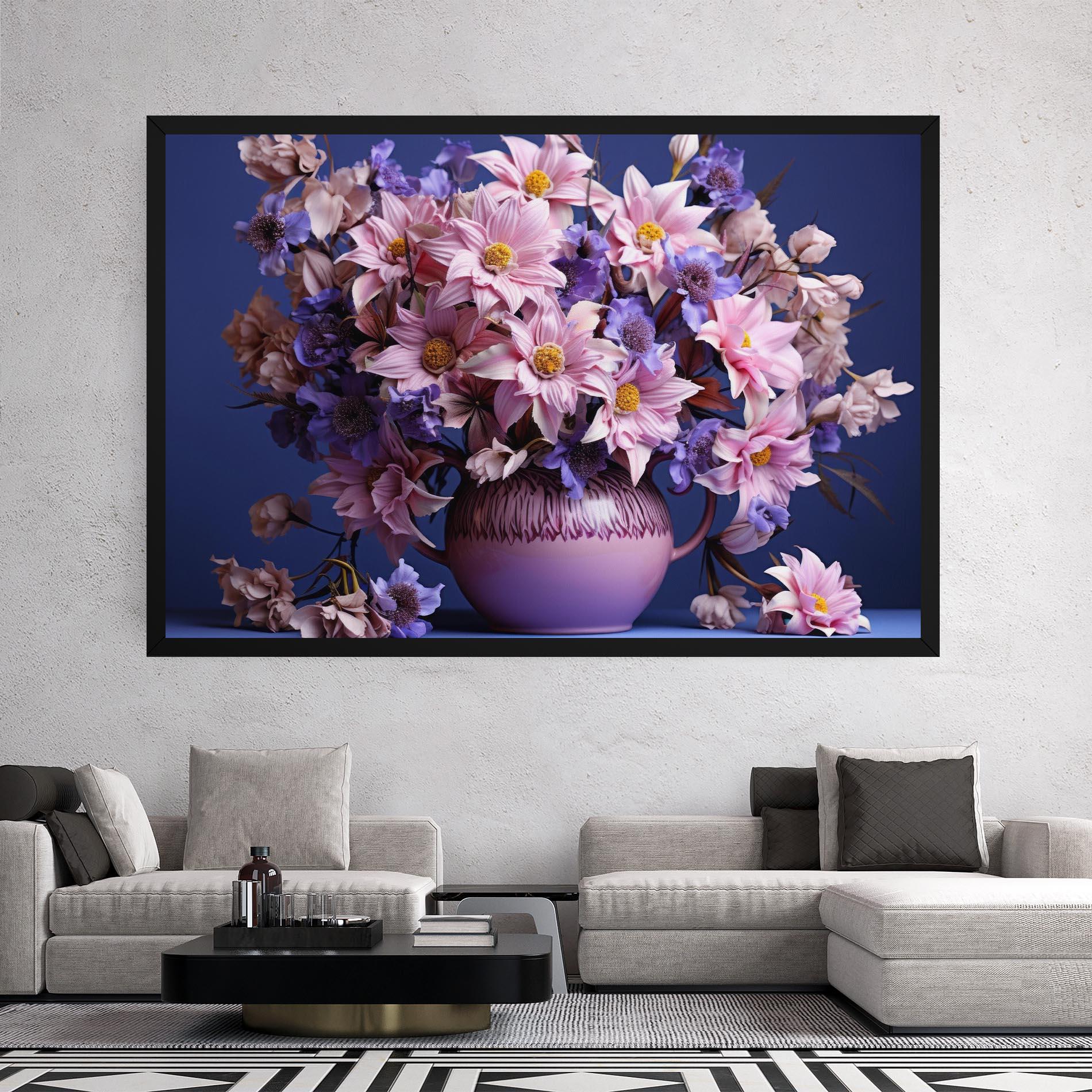 Tablou Canvas Purple Vase Flowers mockup 2
