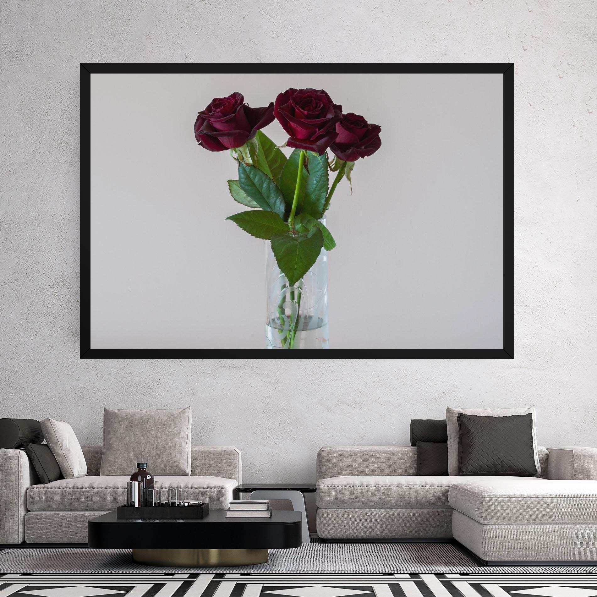 Tablou Canvas Red Roses Vase mockup 2
