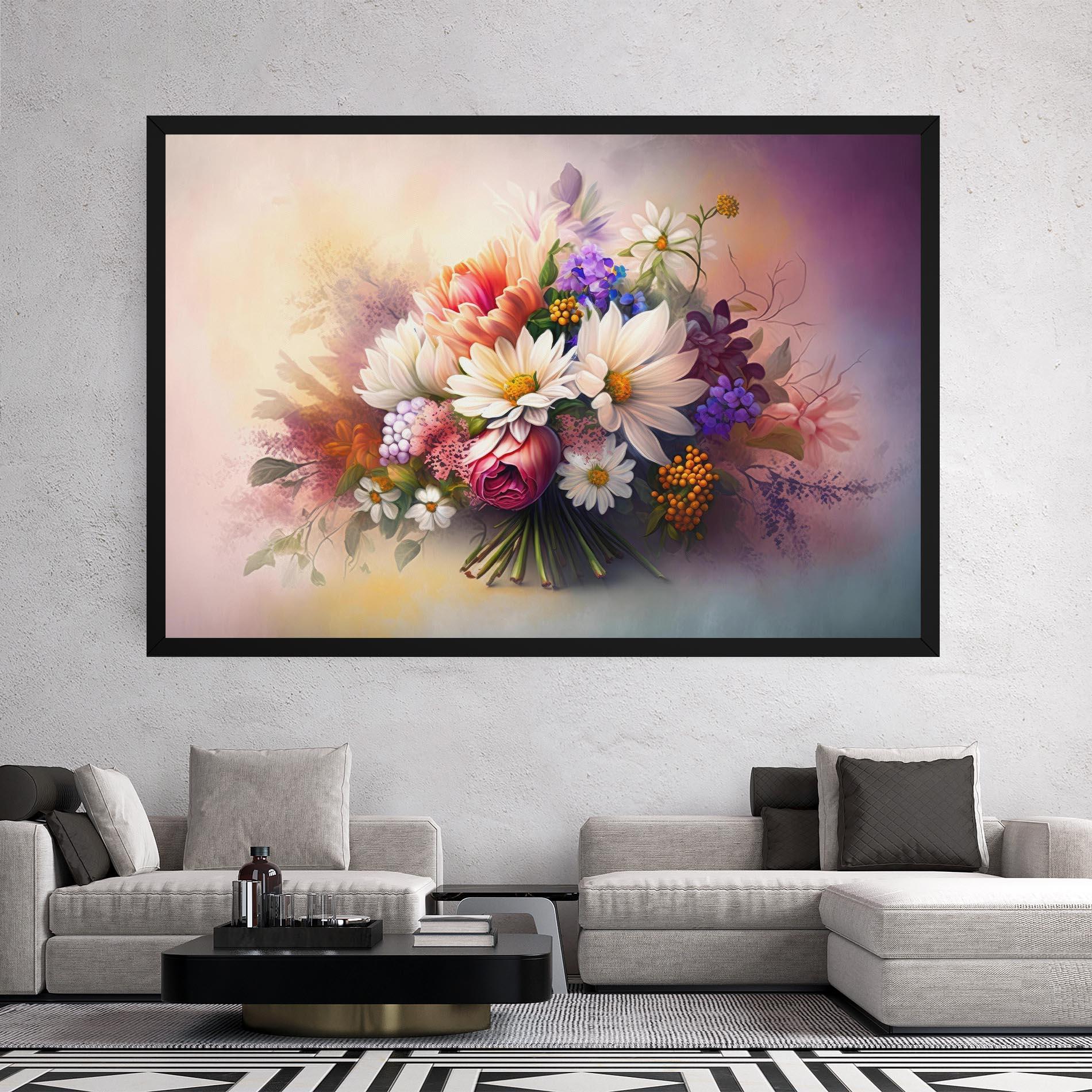 Tablou Canvas Vecteezy_ai Generated Bouquet Of Fresh Spring Flowers On Light_23373362_865 mockup 2