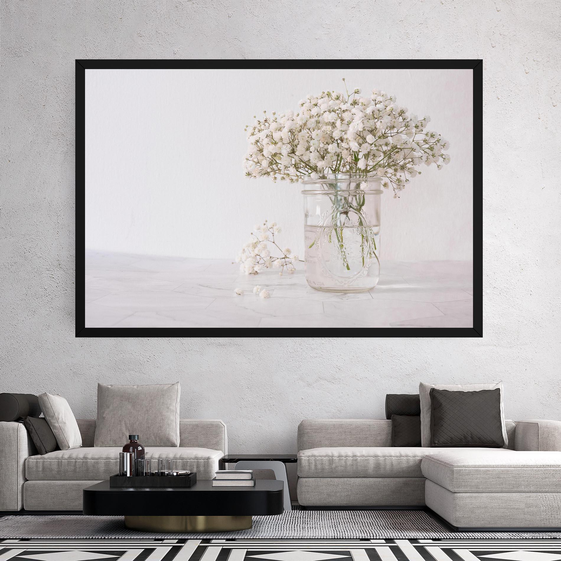 Tablou Canvas White Tiny Flower Vase mockup 2