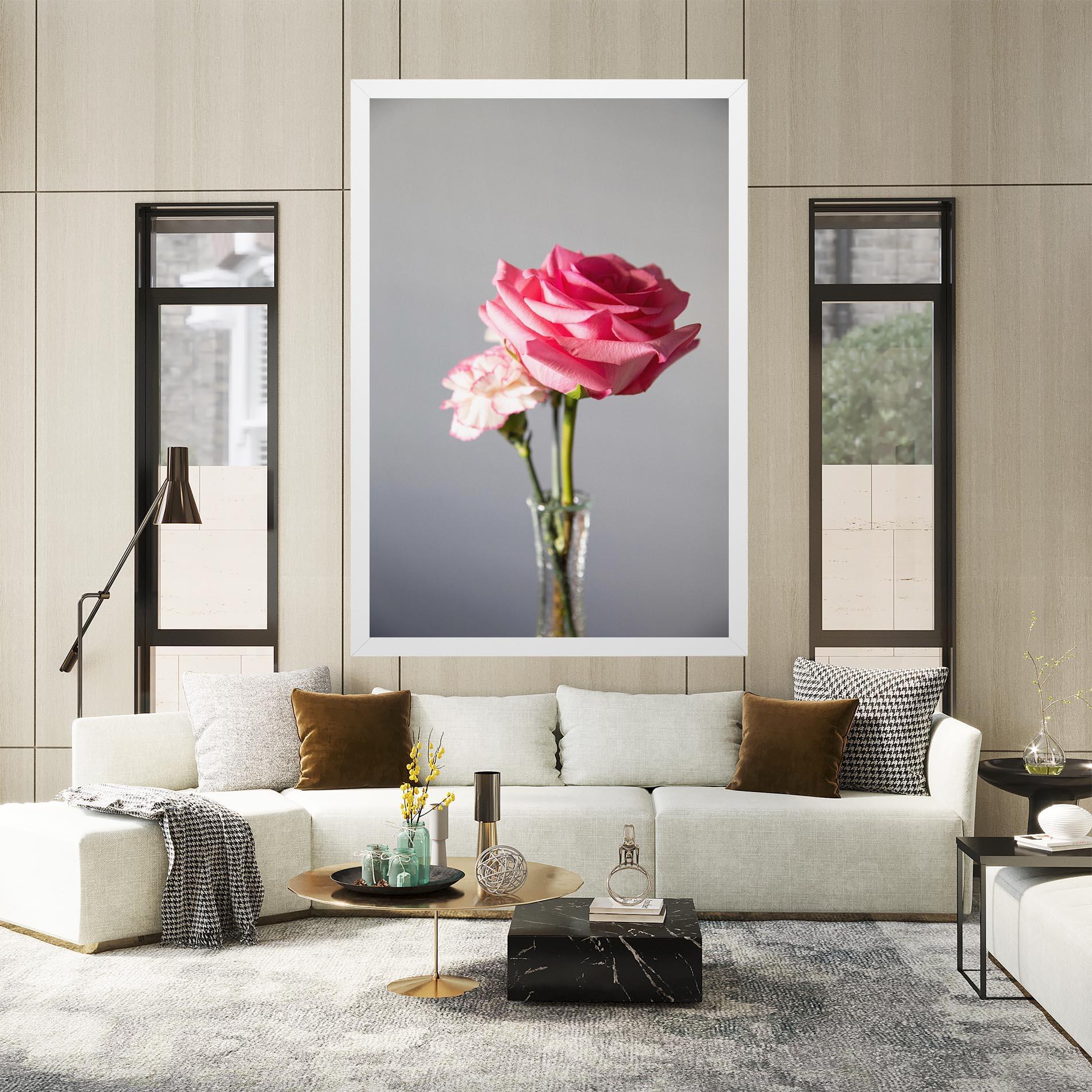 Tablou Canvas Big Pink Rose Vase mockup 2