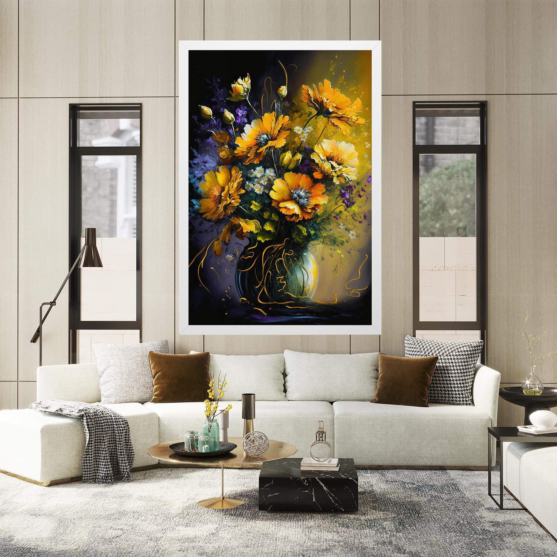 Tablou Canvas Yellow Flower Art Vase mockup 2