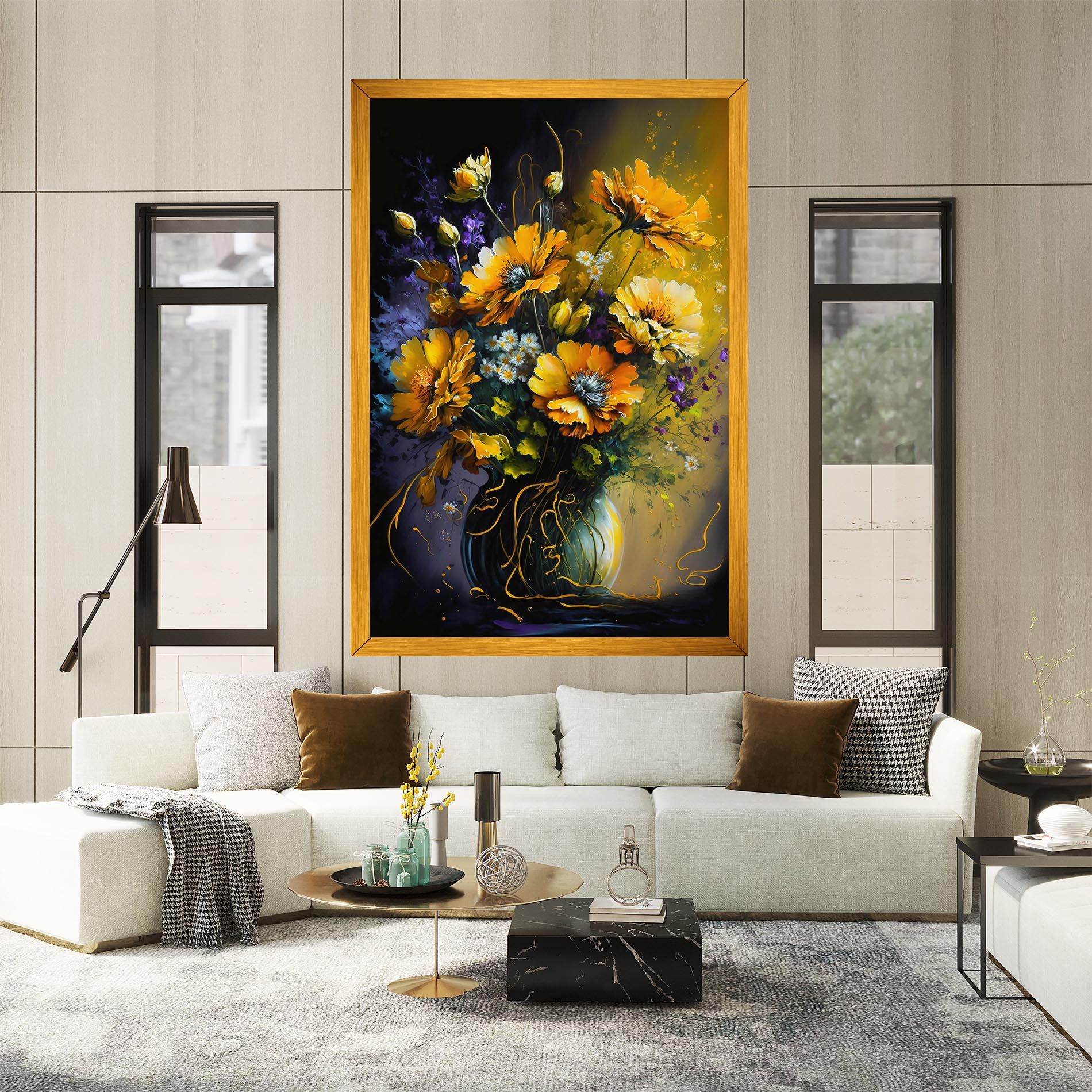 Yellow Flower Art Vase mockup 2