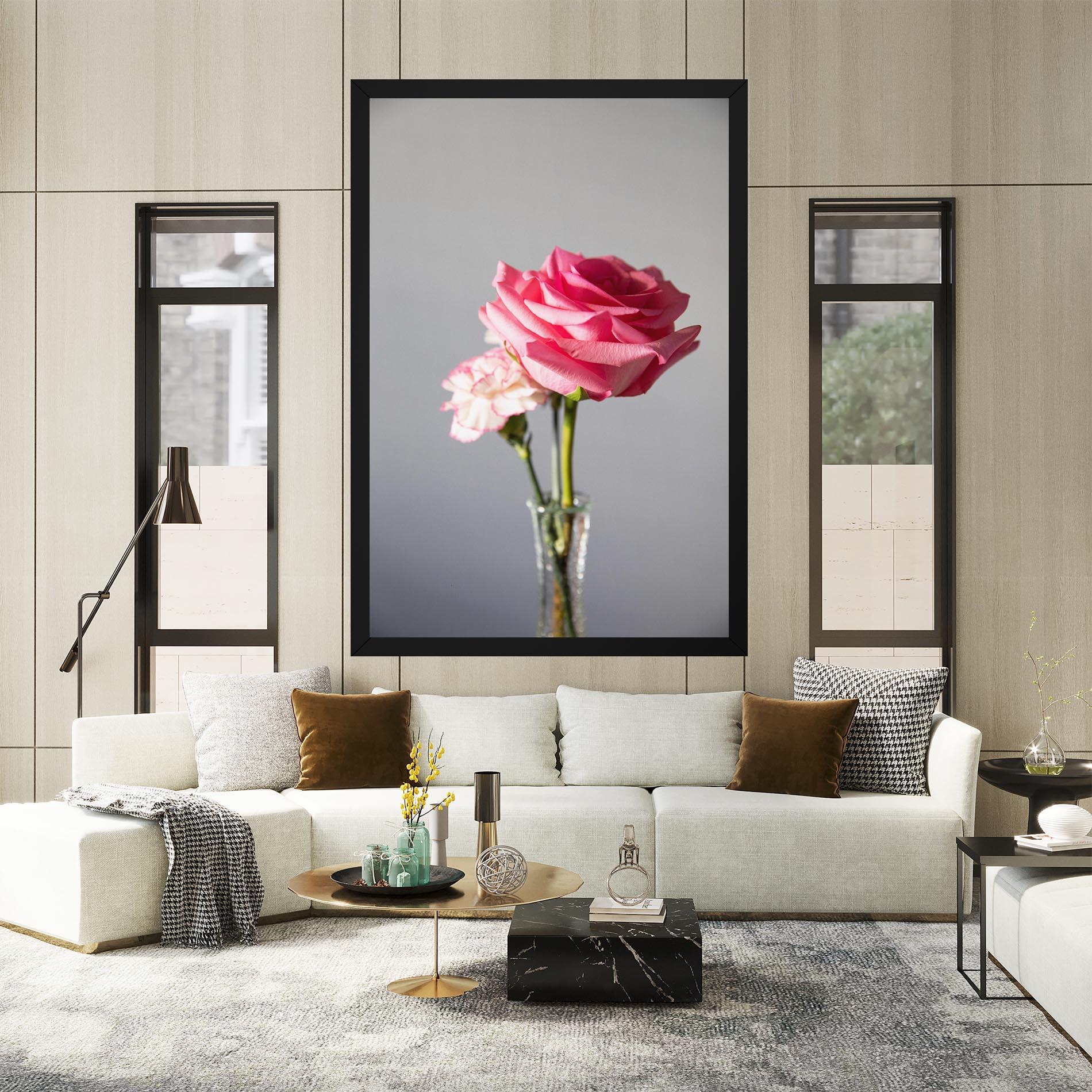 Tablou Canvas Big Pink Rose Vase mockup 2