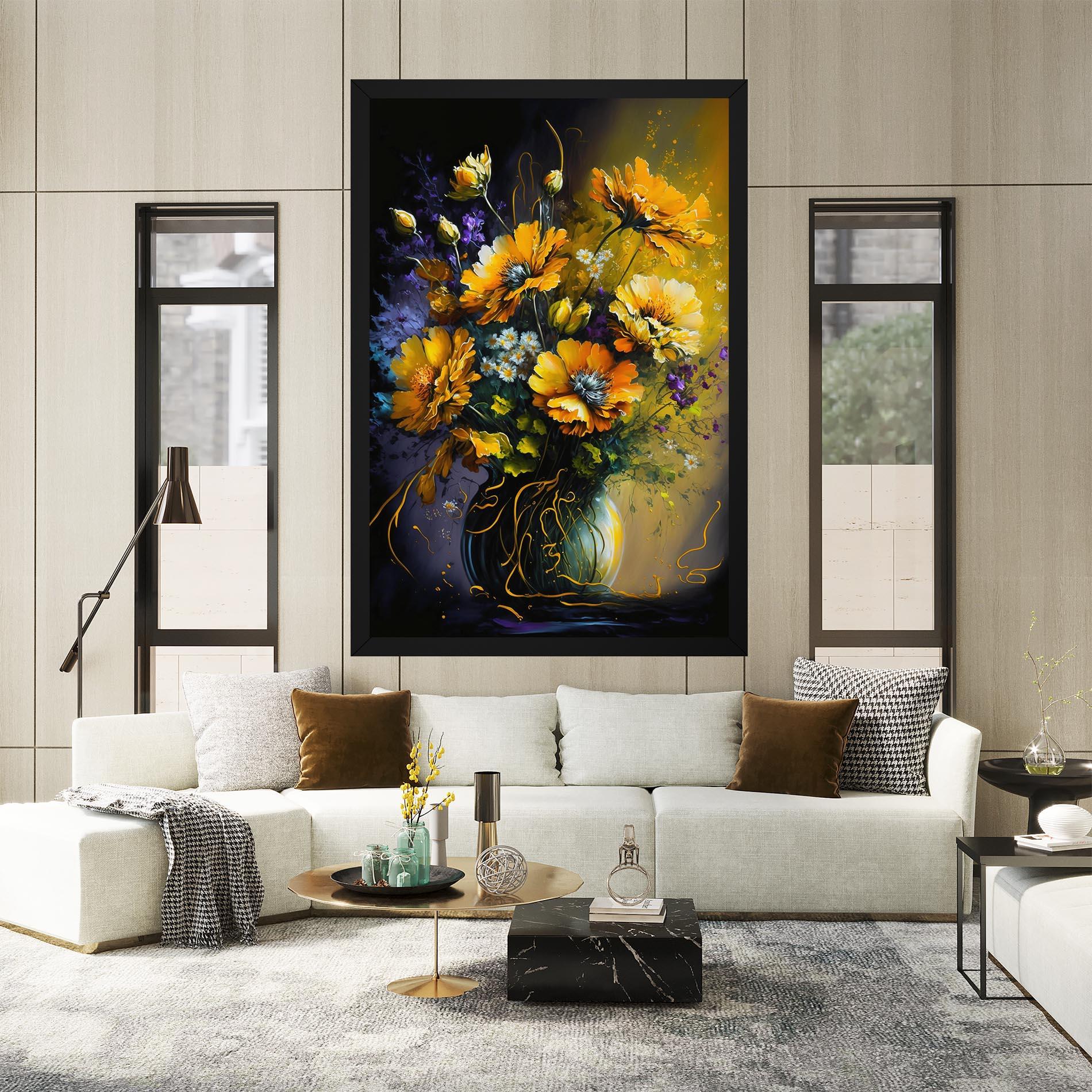 Tablou Canvas Yellow Flower Art Vase mockup 2