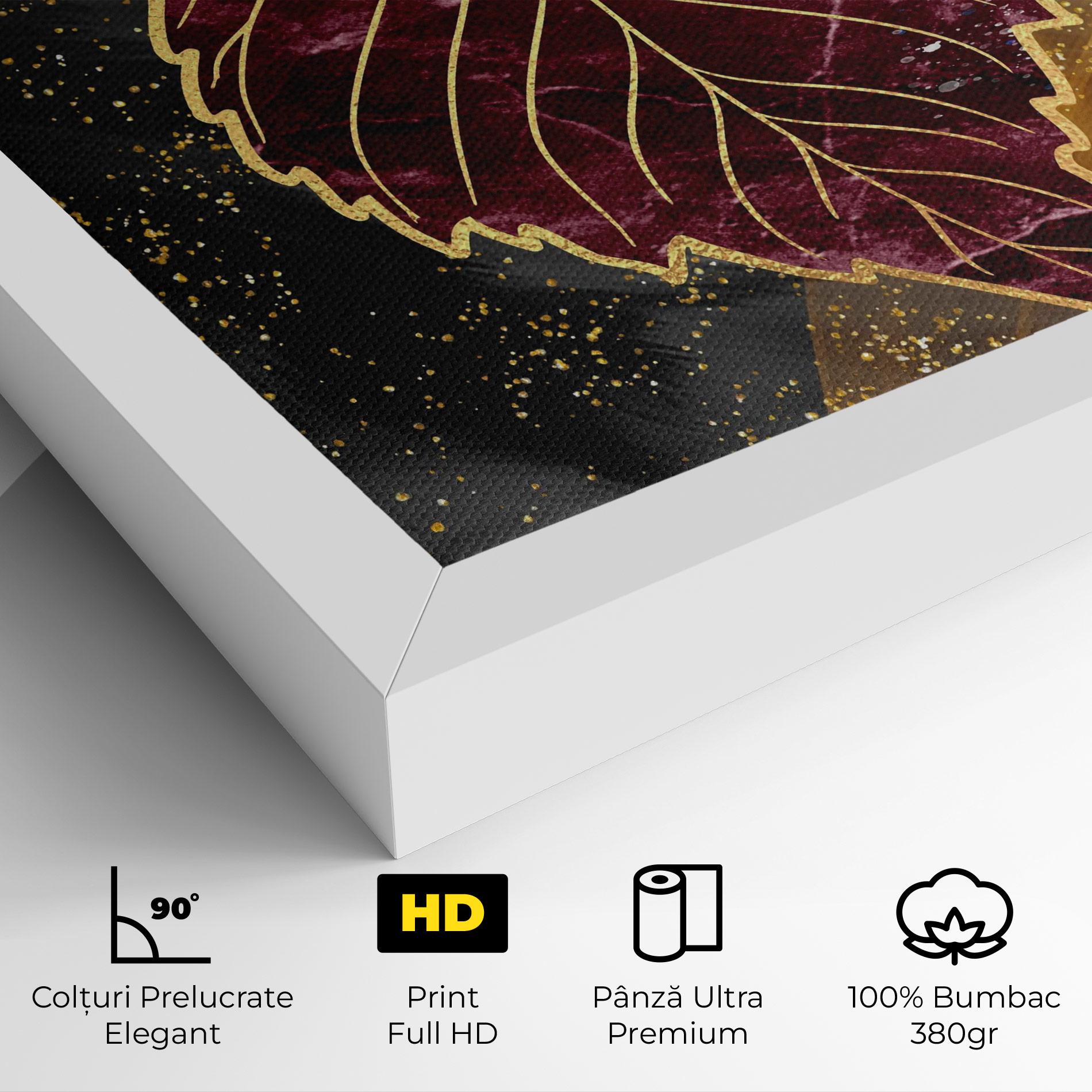 Tablou Canvas Golden Leaves Red mockup 4