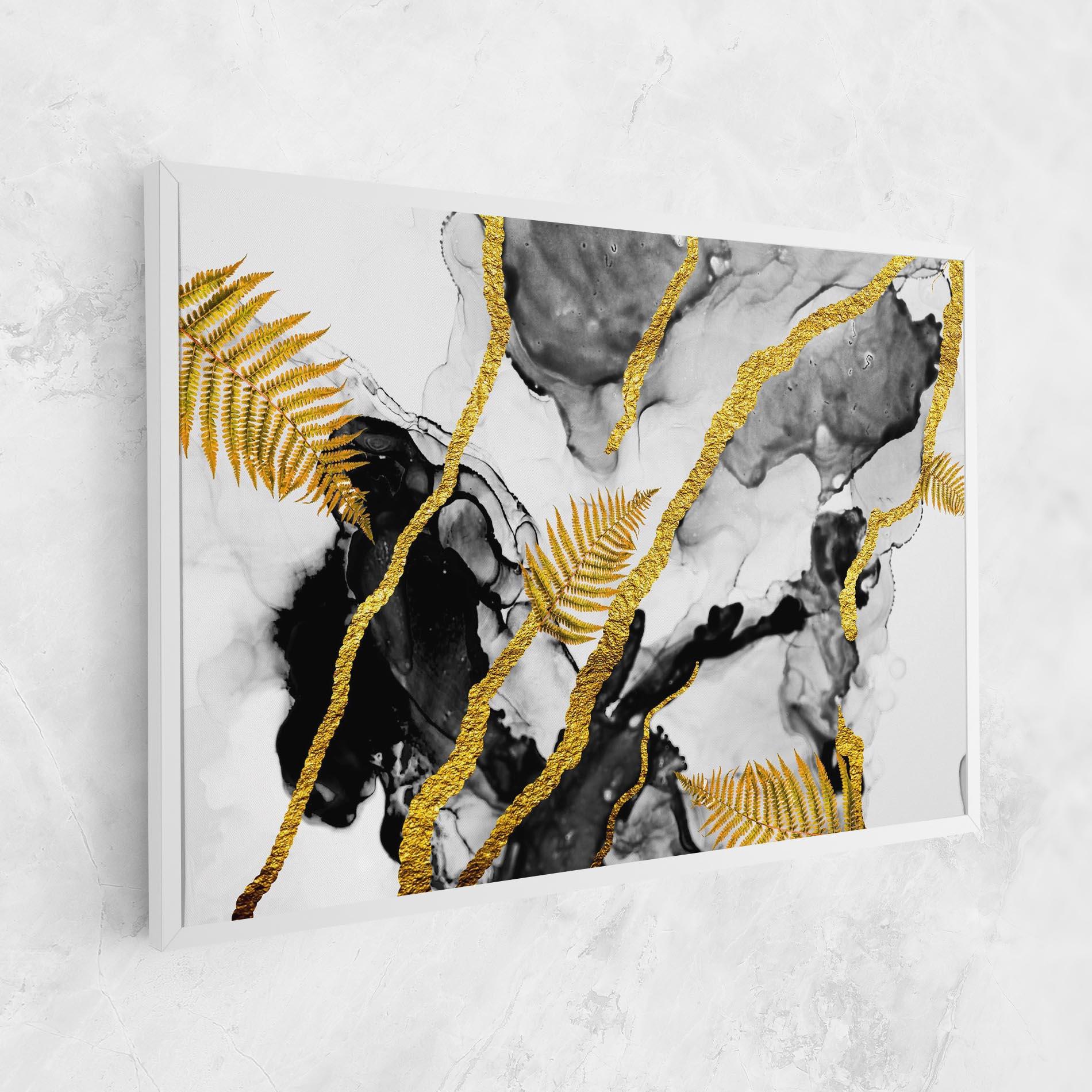 Tablou Canvas Abstract Golden Leaves mockup 1