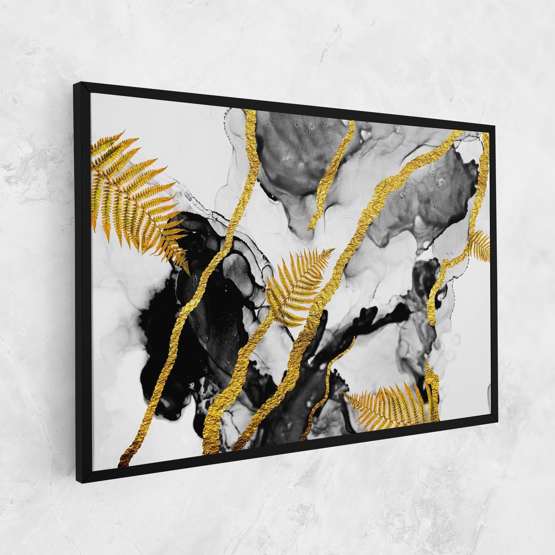 Tablou Canvas Abstract Golden Leaves mockup 1