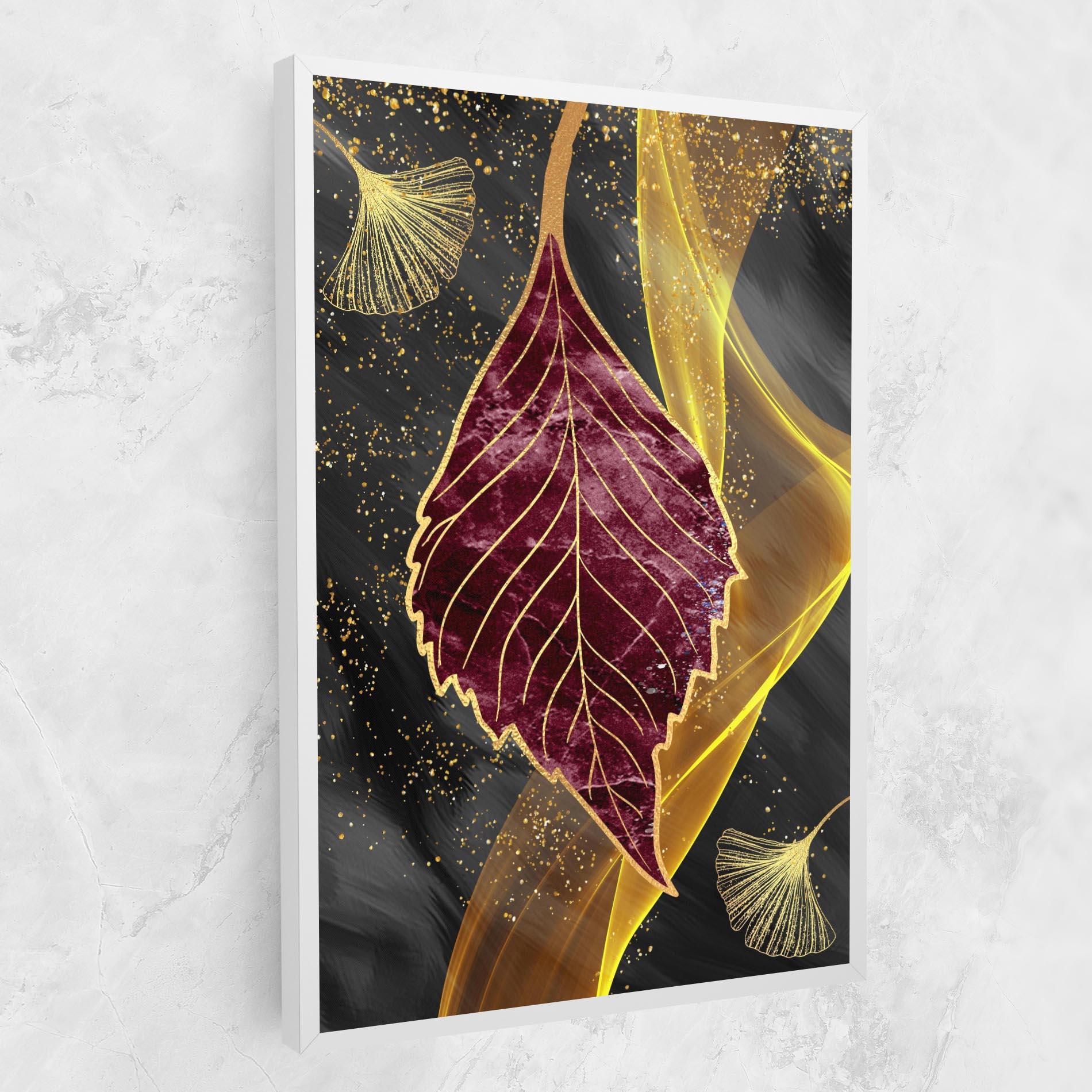 Tablou Canvas Golden Leaves Red mockup 1