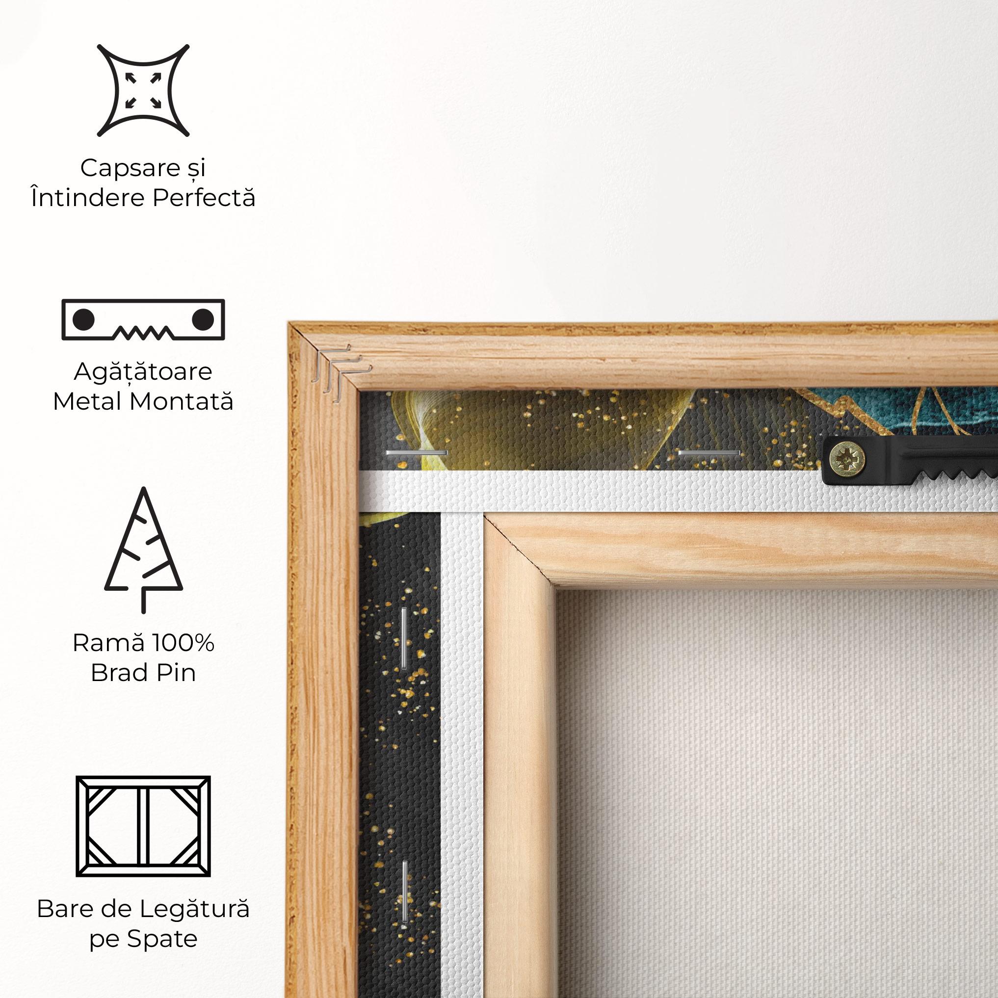 Tablou Canvas Golden Leaves Blue mockup 5