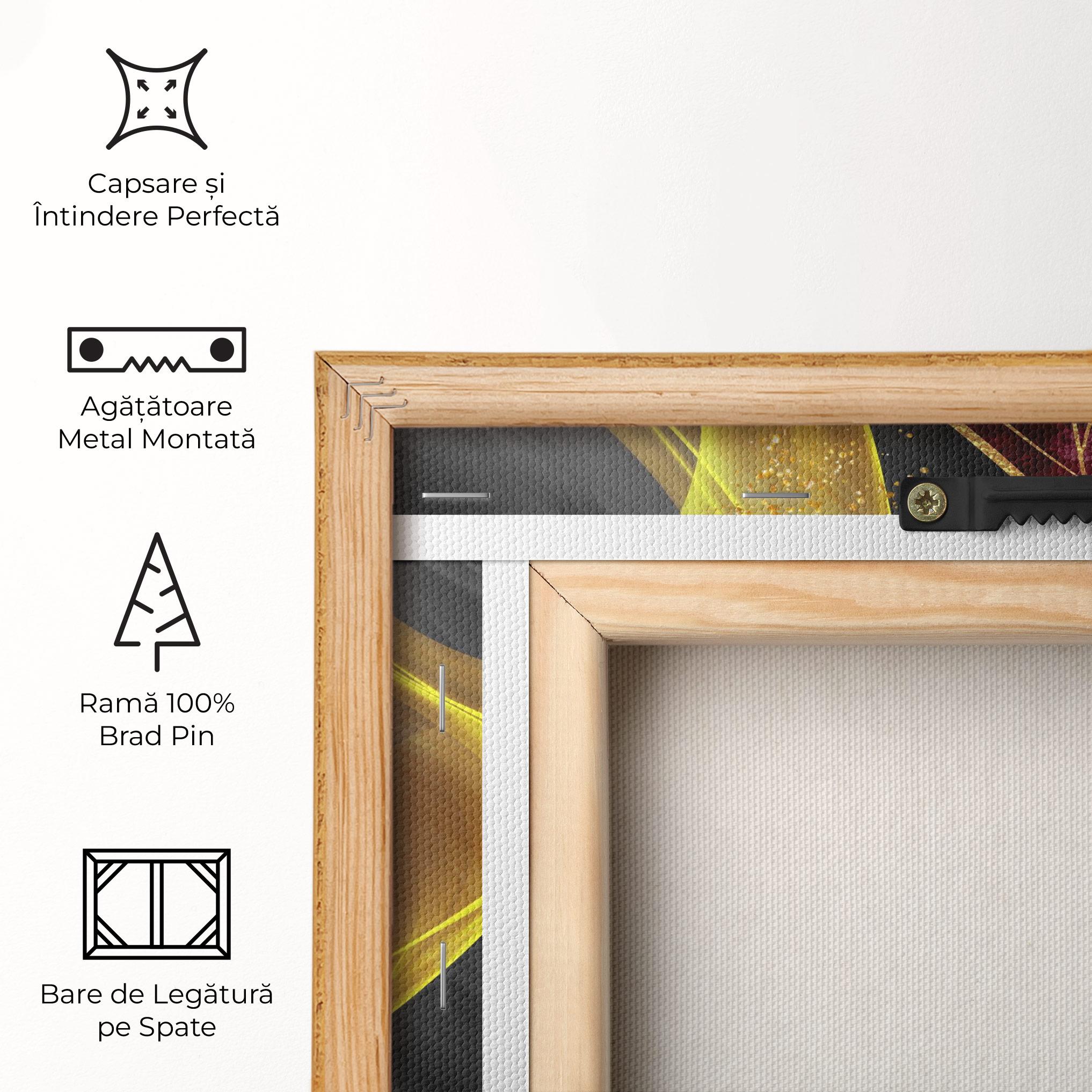 Tablou Canvas Golden Leaves Red mockup 5