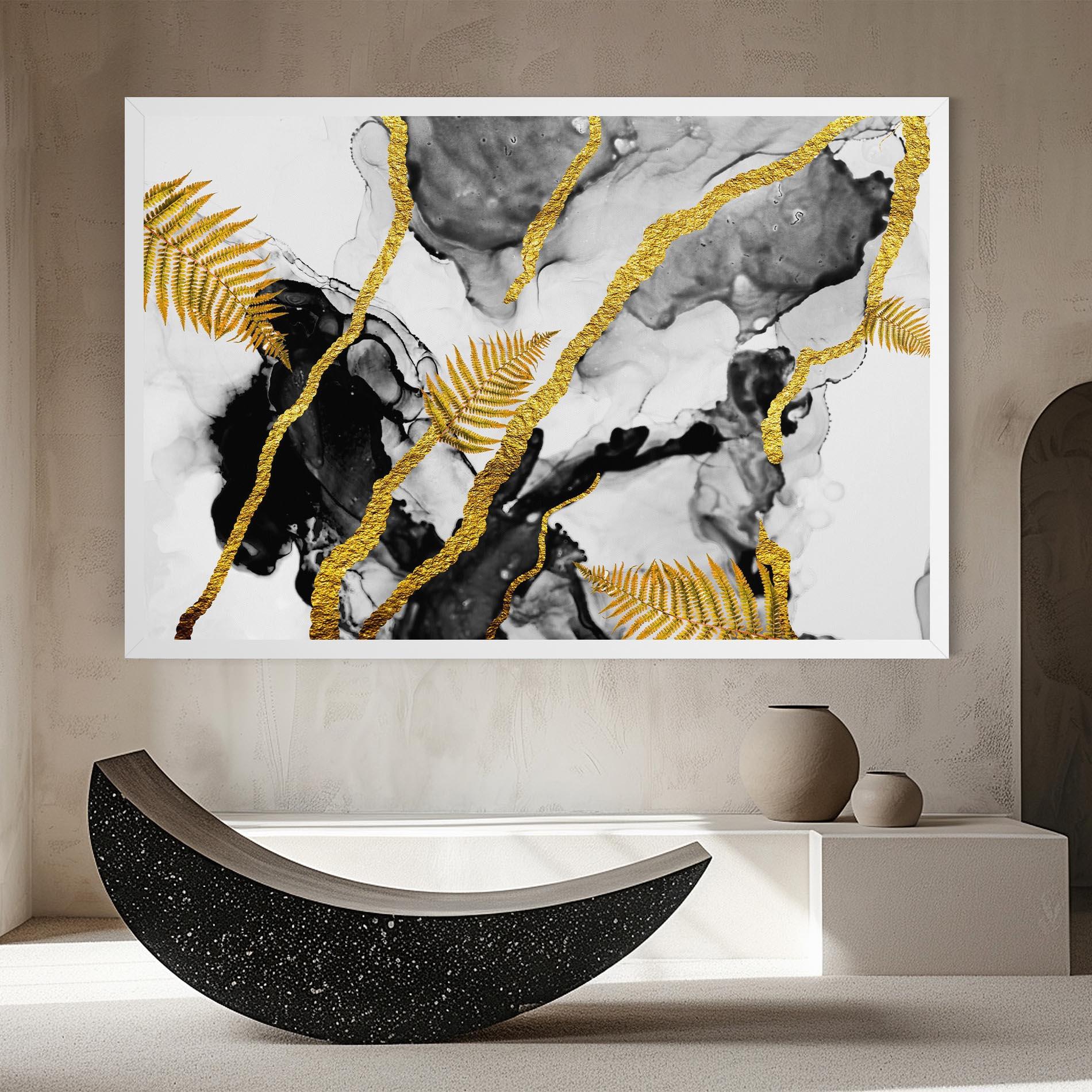 Tablou Canvas Abstract Golden Leaves mockup 8