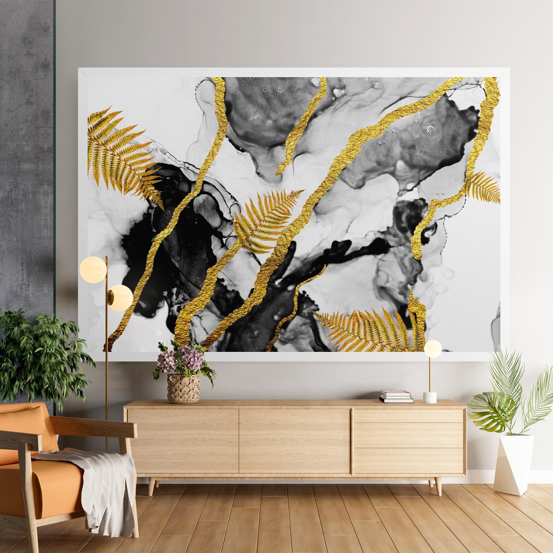 Tablou Canvas Abstract Golden Leaves mockup 9