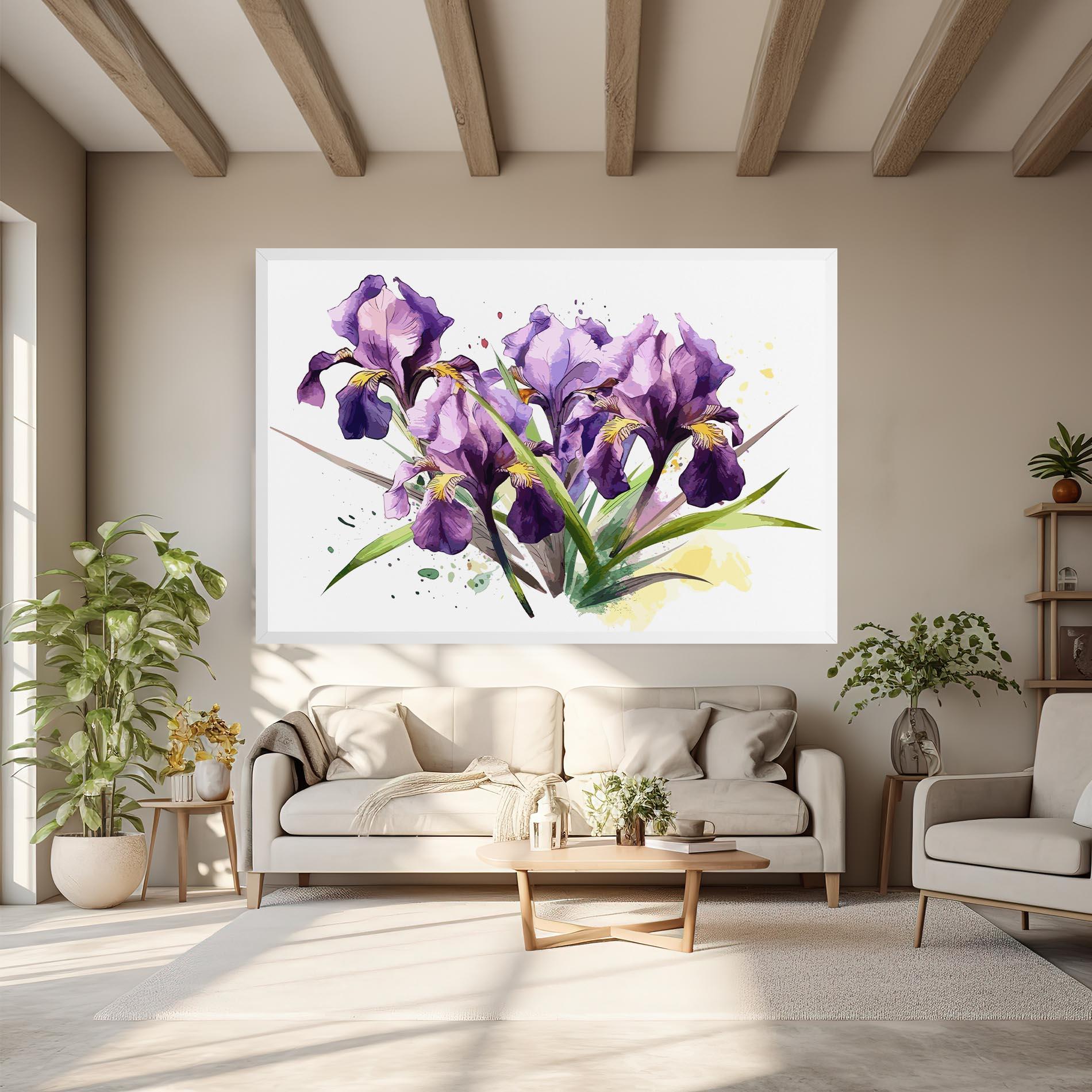 Tablou Canvas Watercolor Purple Iris mockup 6