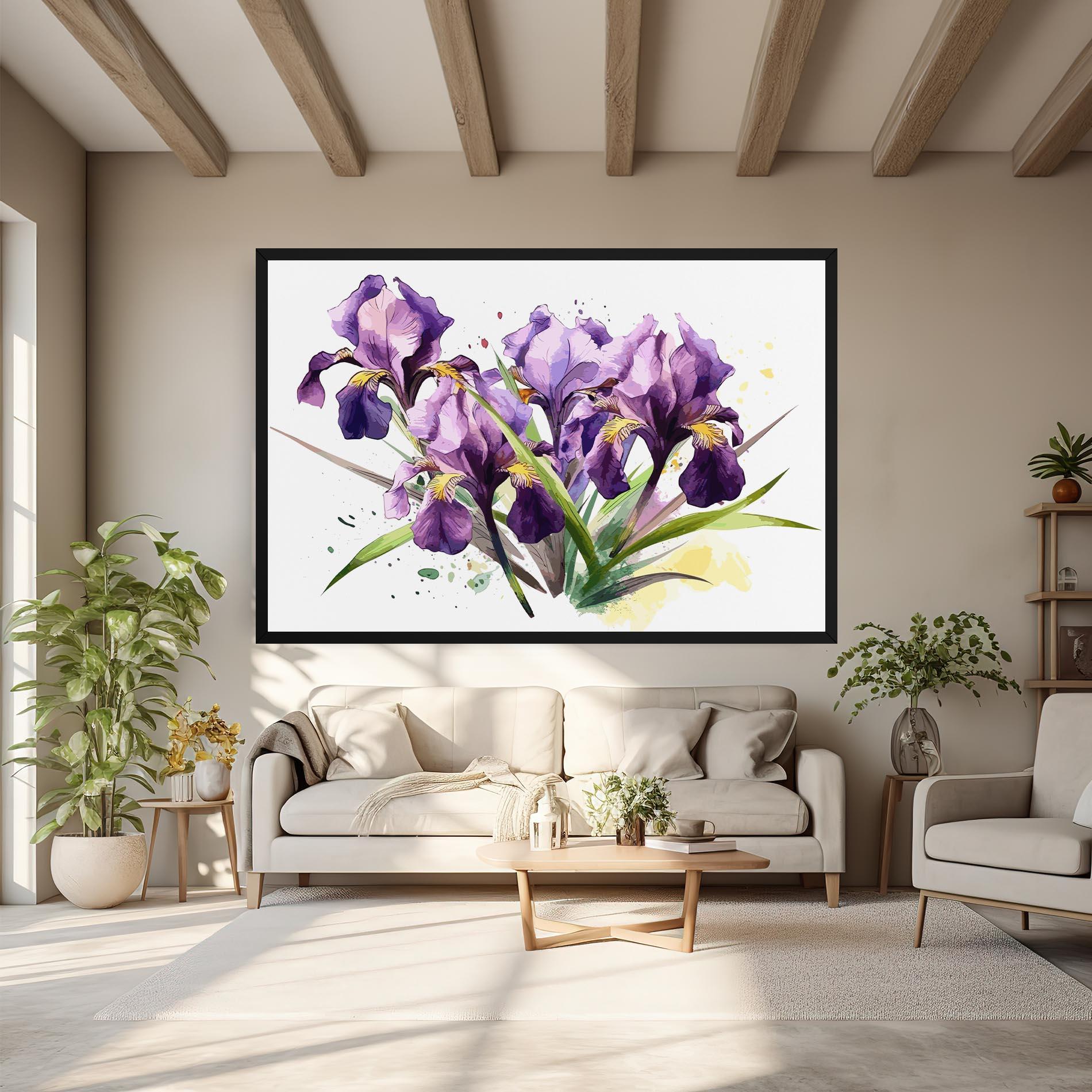 Tablou Canvas Watercolor Purple Iris mockup 6
