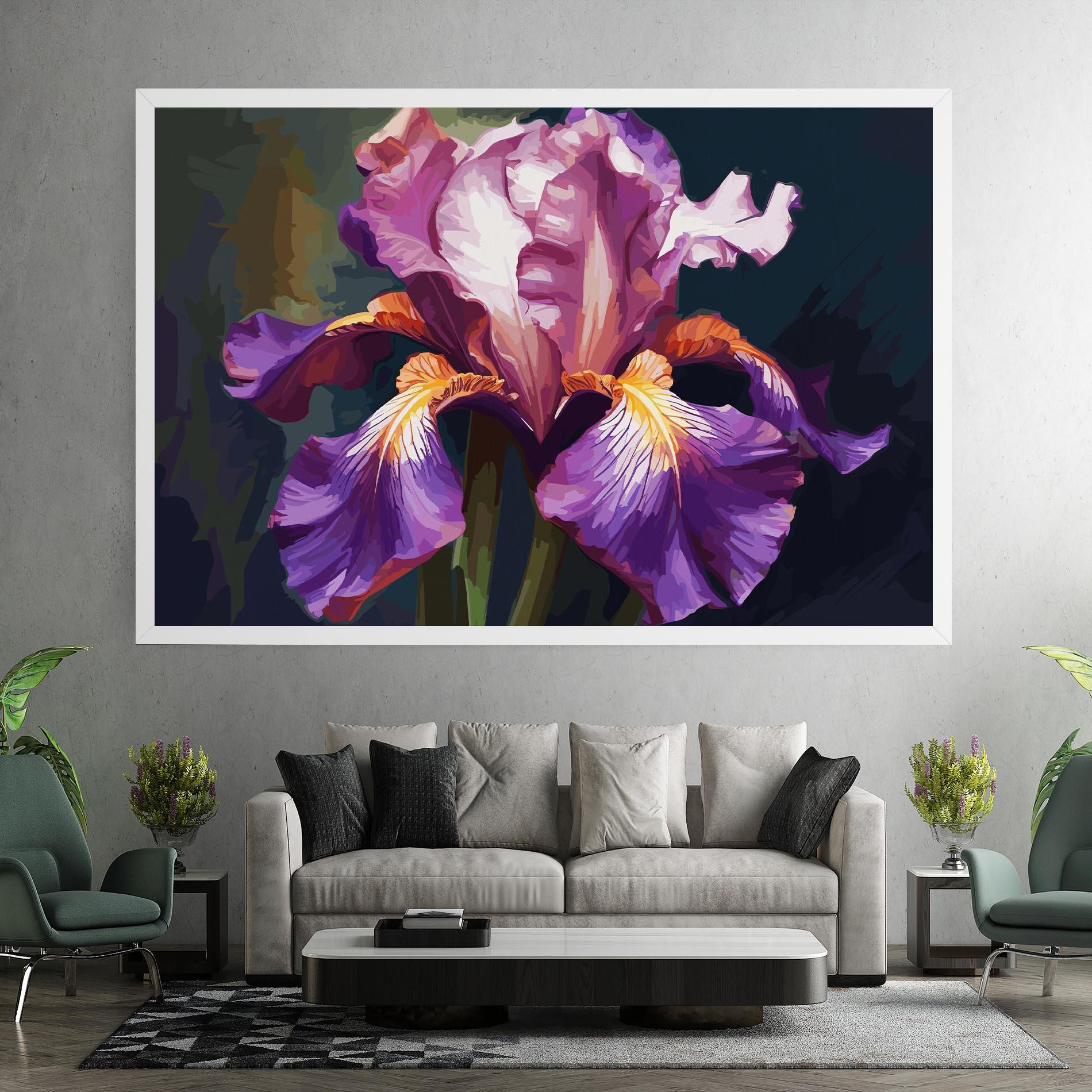 Tablou Canvas Purple Orange Iris Art mockup 7