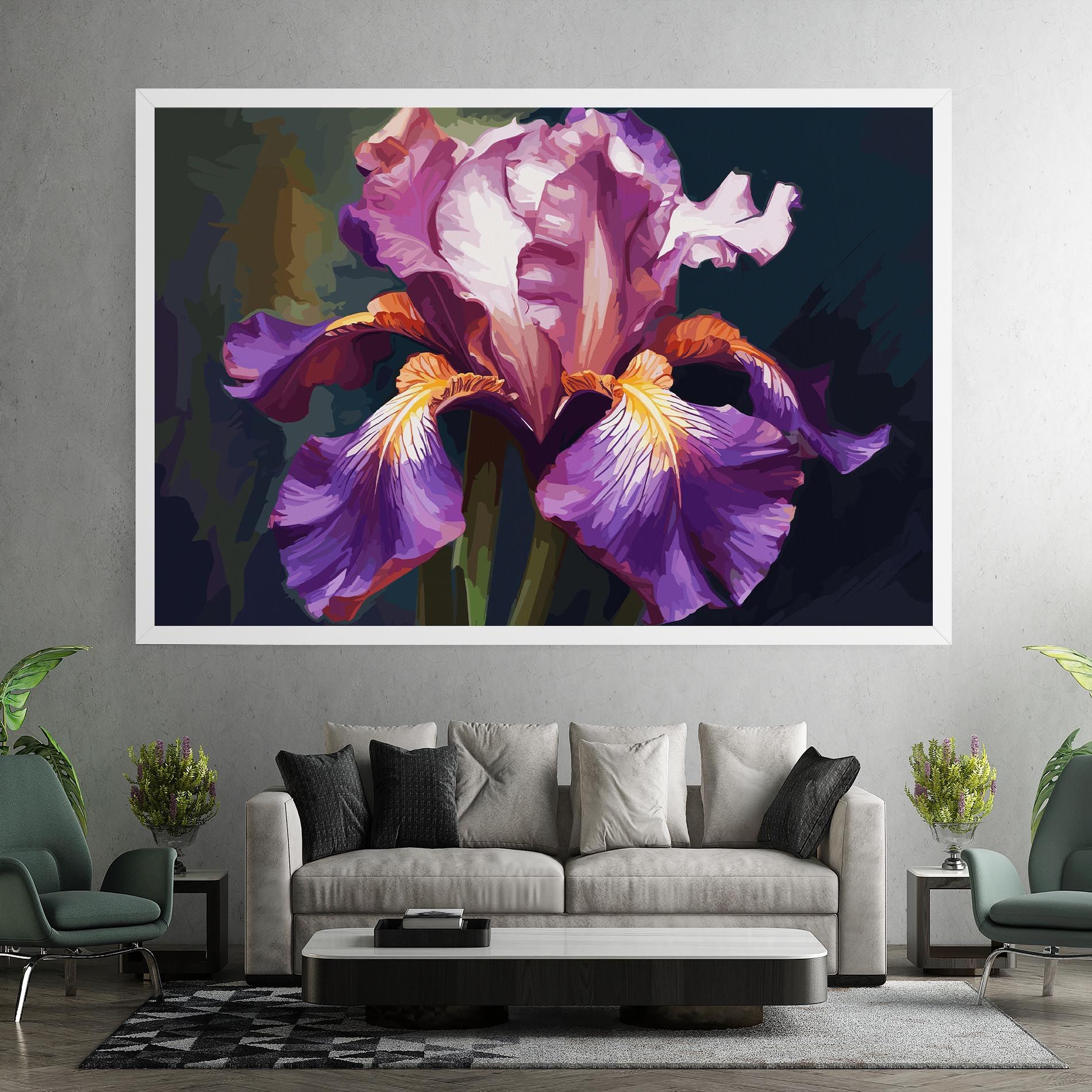 Purple Orange Iris Art mockup 7