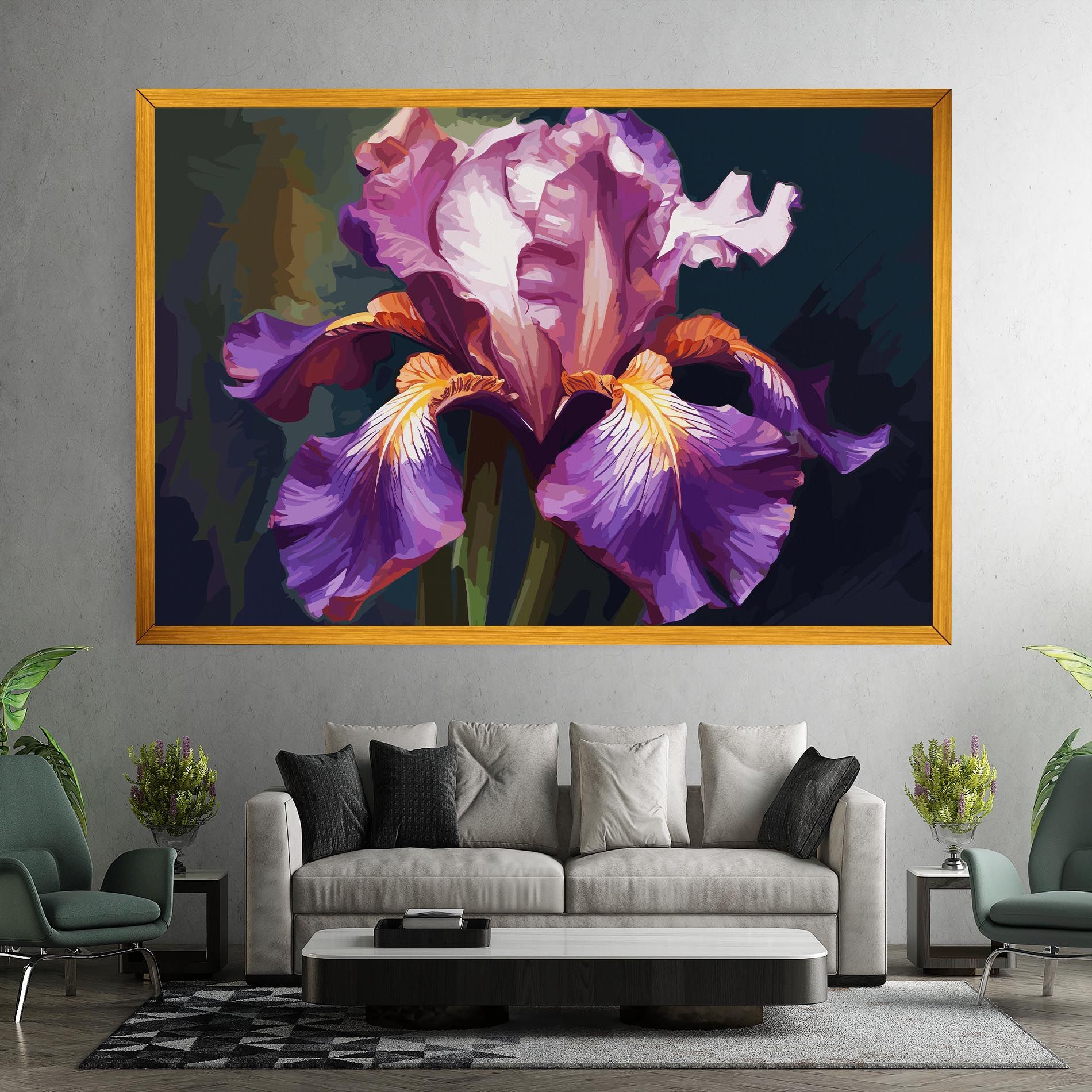 Purple Orange Iris Art mockup 7