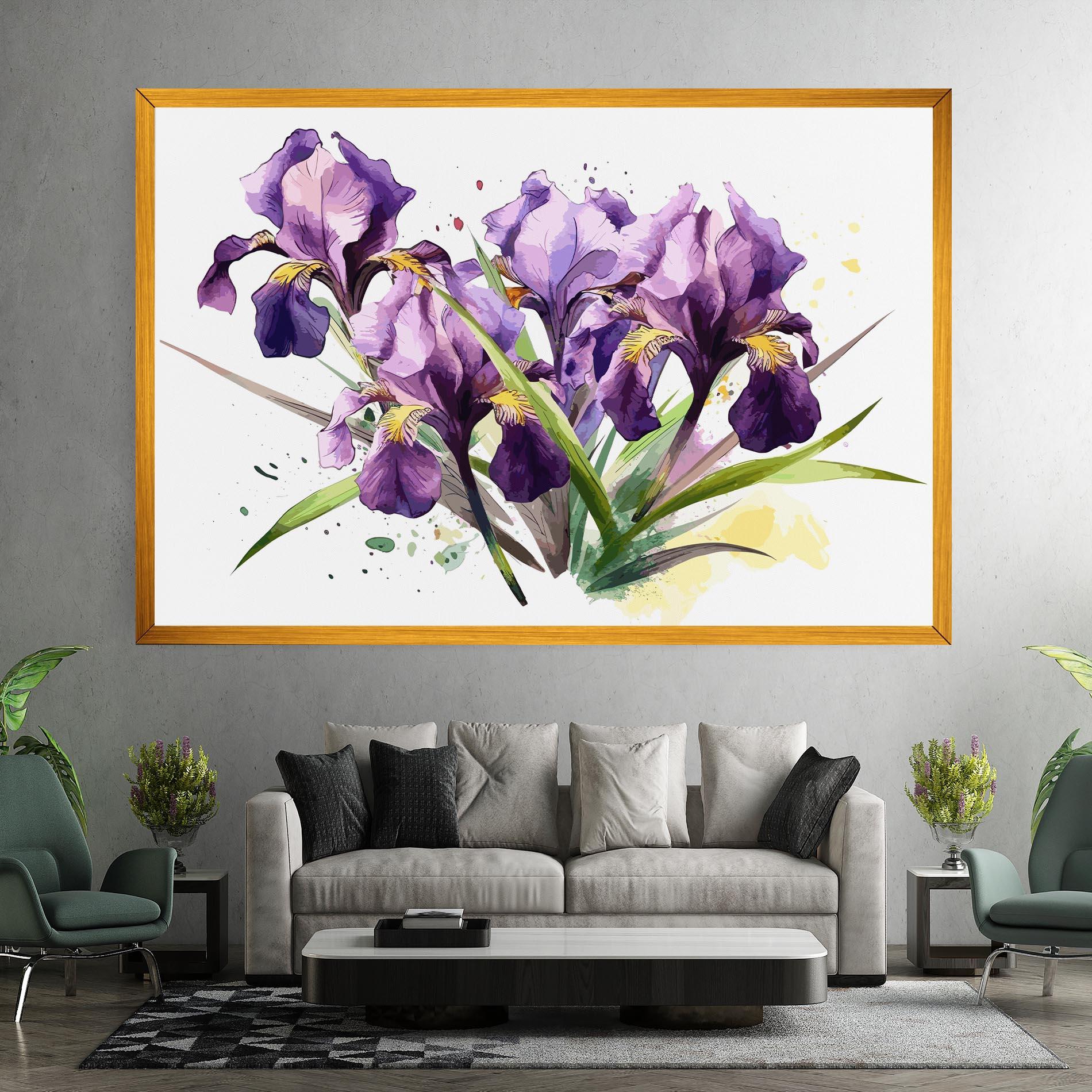 Tablou Canvas Watercolor Purple Iris mockup 7