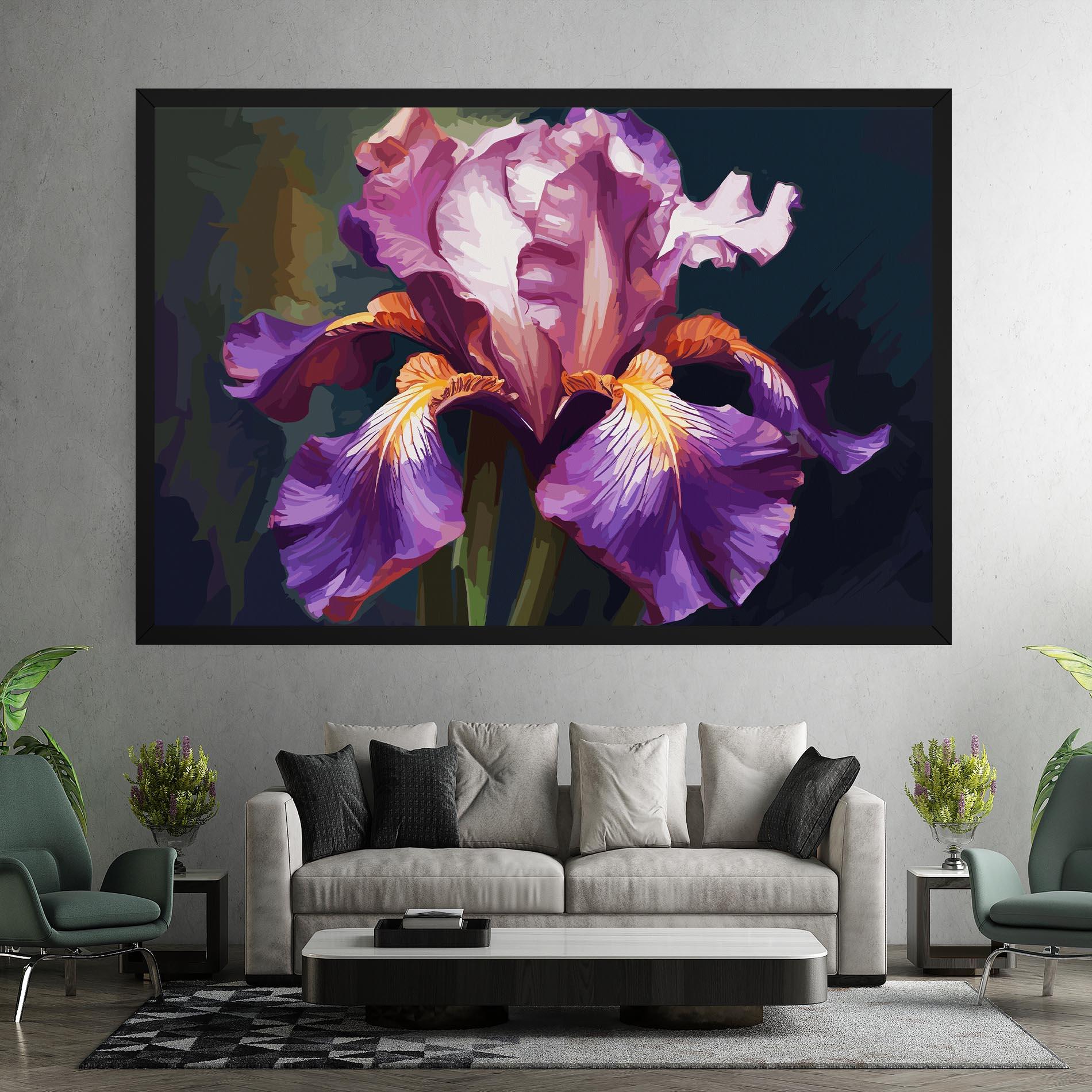 Tablou Canvas Purple Orange Iris Art mockup 7