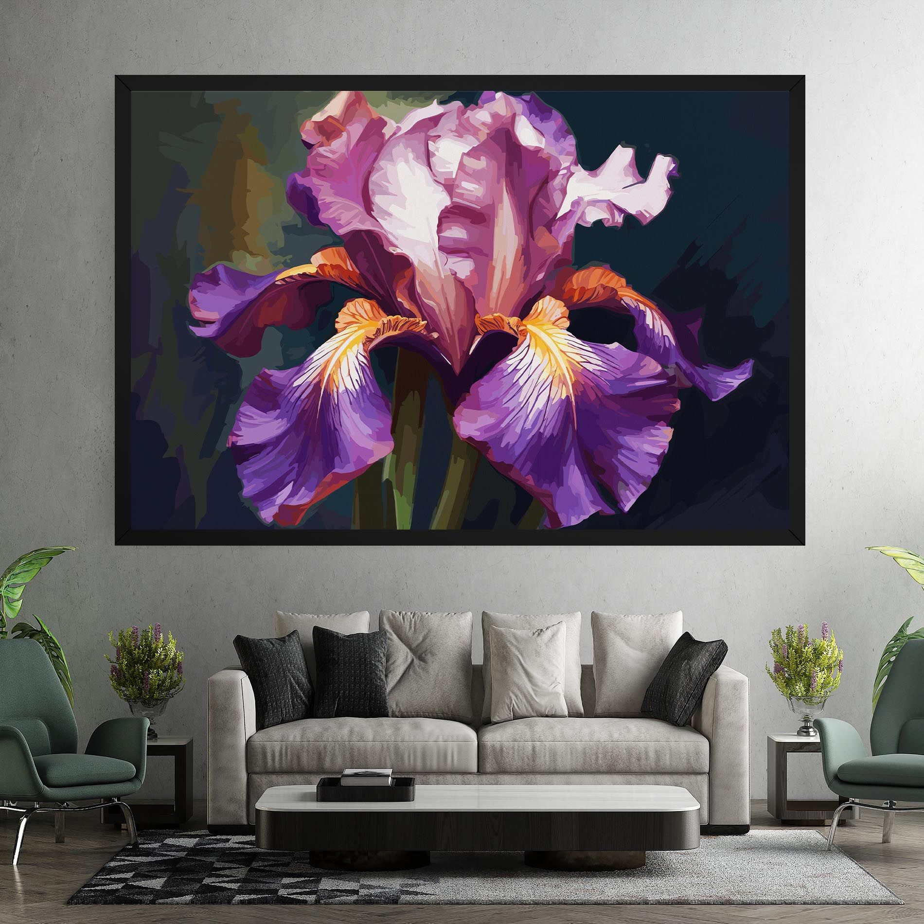 Purple Orange Iris Art mockup 7