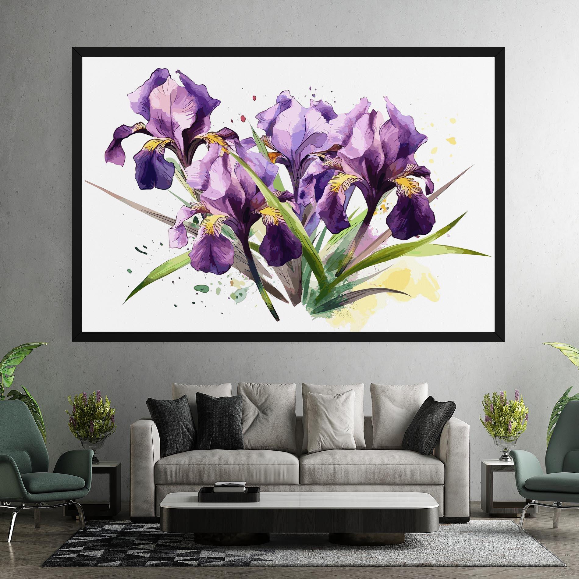 Tablou Canvas Watercolor Purple Iris mockup 7