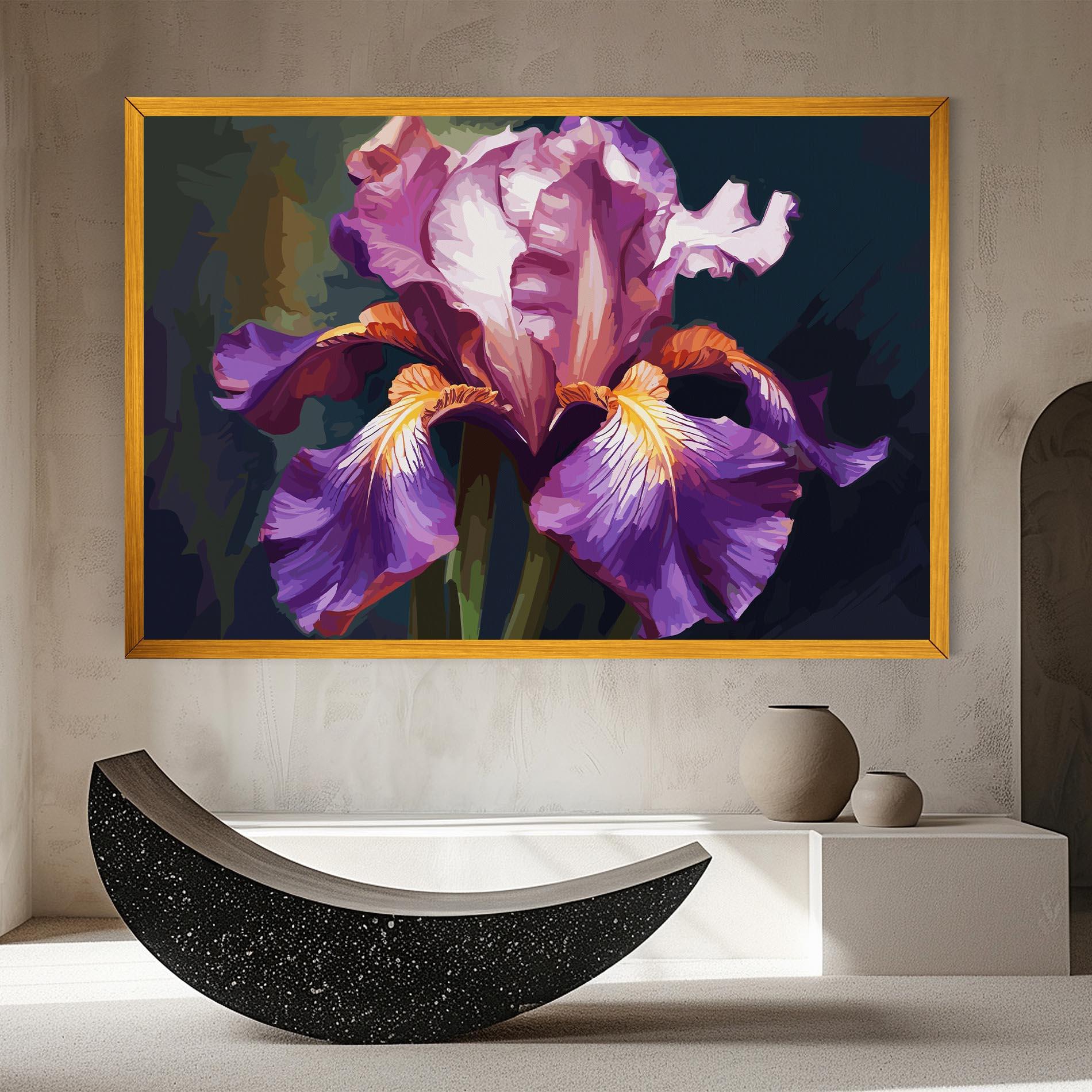 Tablou Canvas Purple Orange Iris Art mockup 8