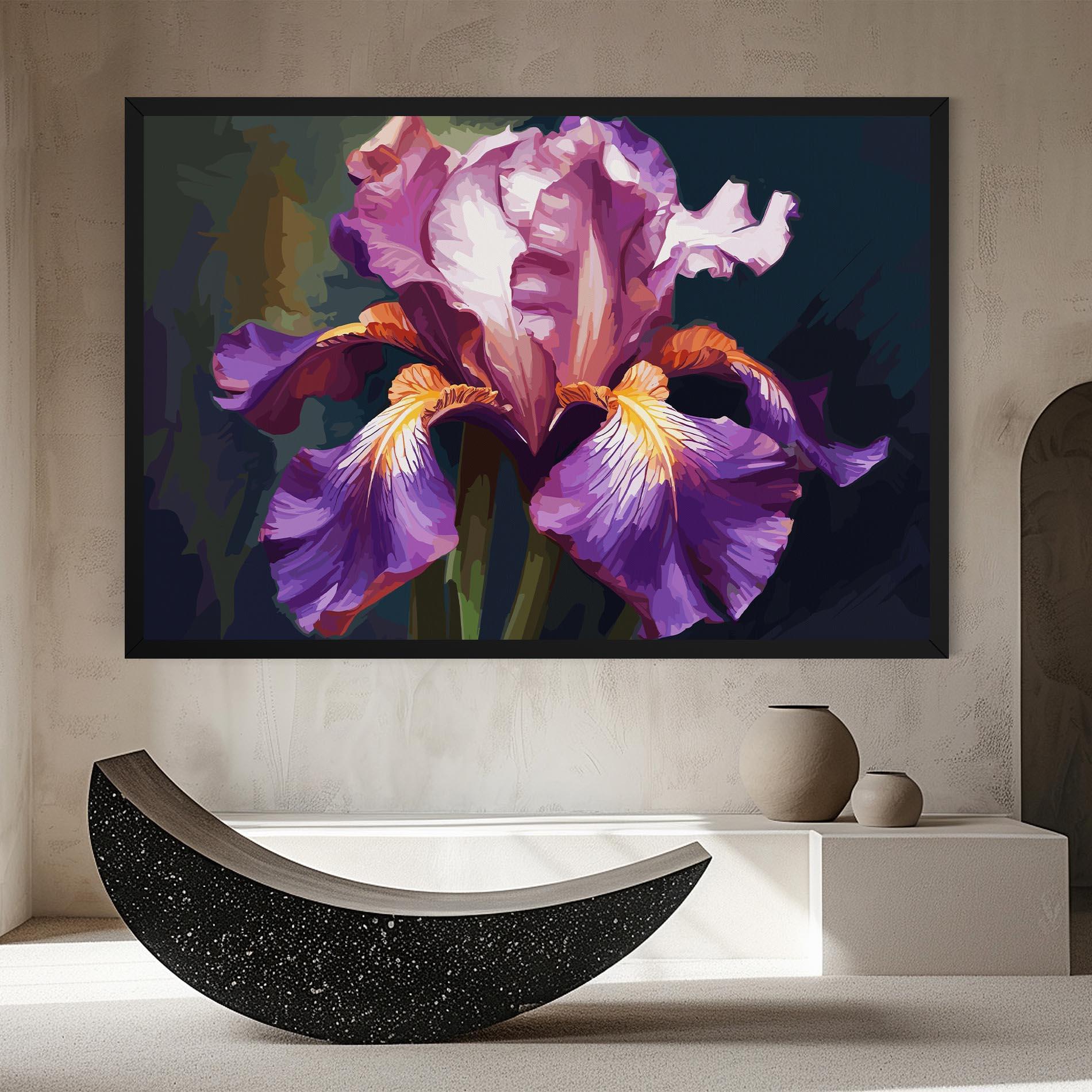 Tablou Canvas Purple Orange Iris Art mockup 8