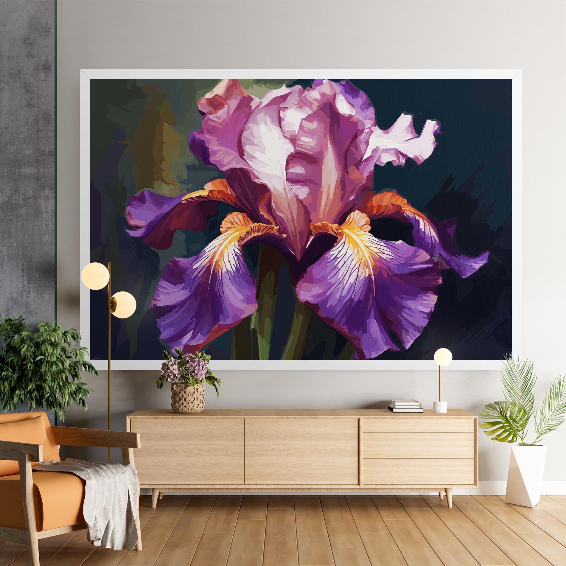 Tablou Canvas Purple Orange Iris Art mockup 9