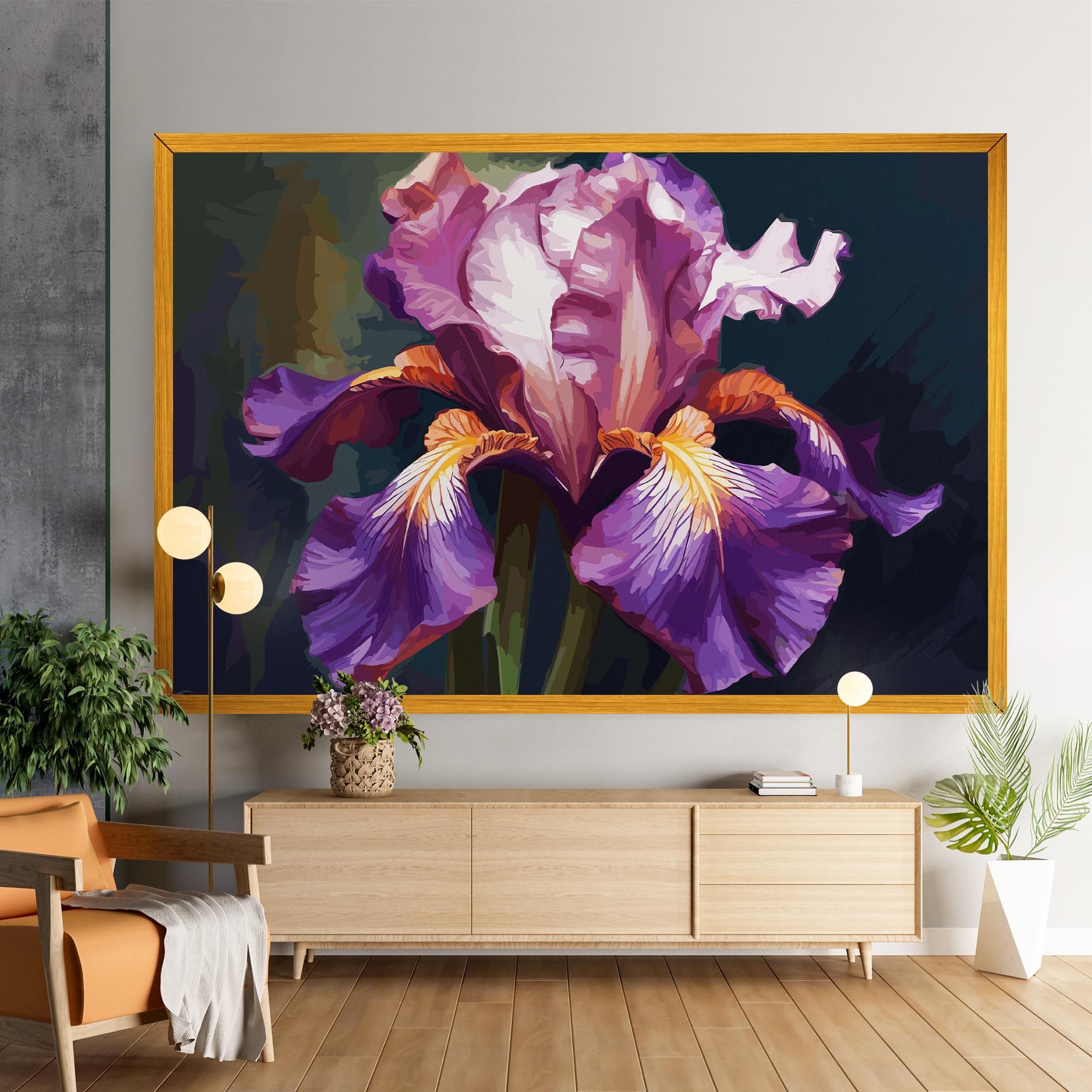 Purple Orange Iris Art mockup 9