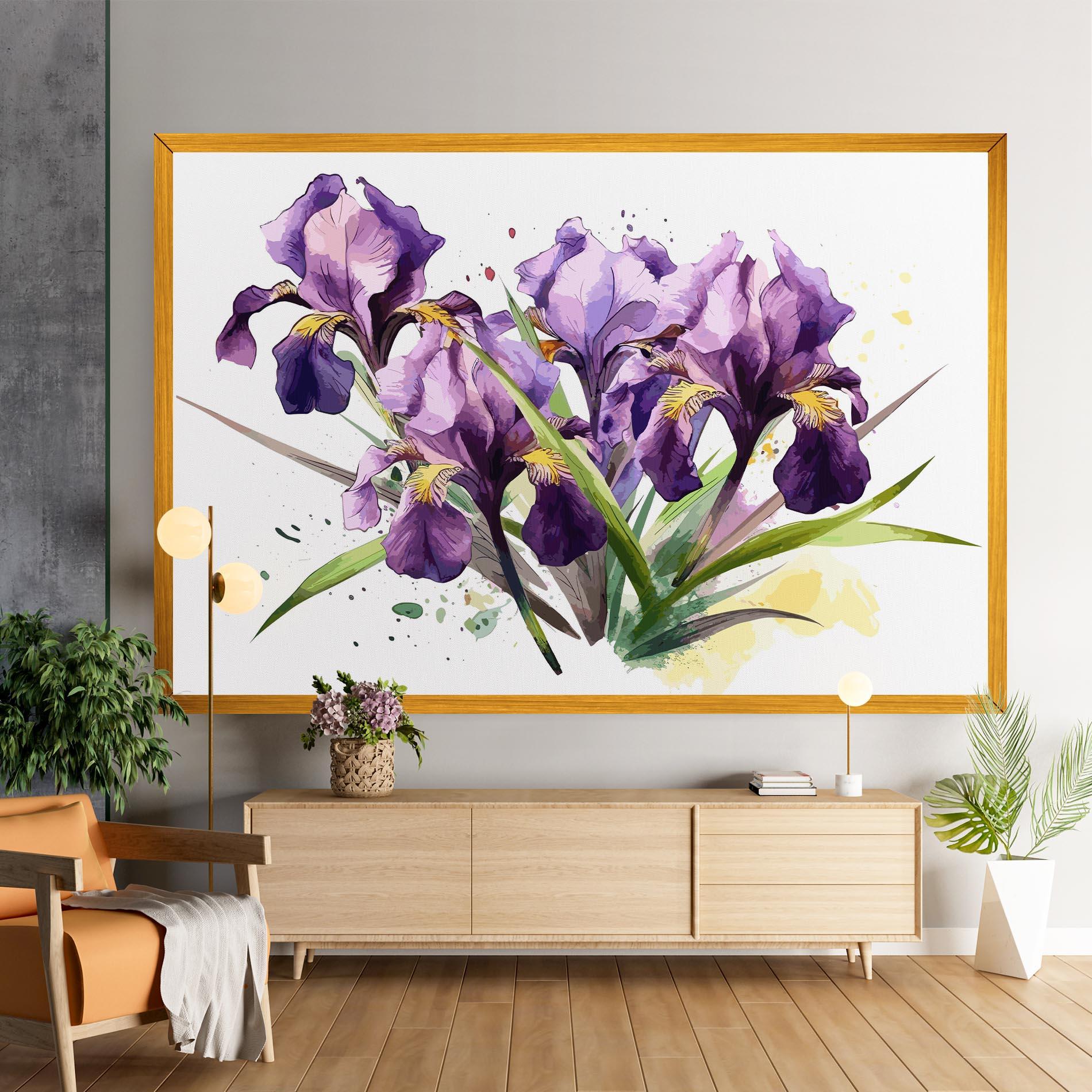 Tablou Canvas Watercolor Purple Iris mockup 9