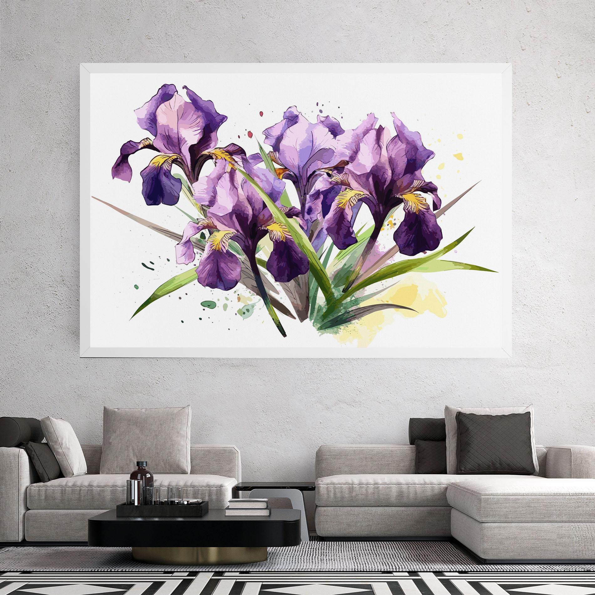 Tablou Canvas Watercolor Purple Iris mockup 2
