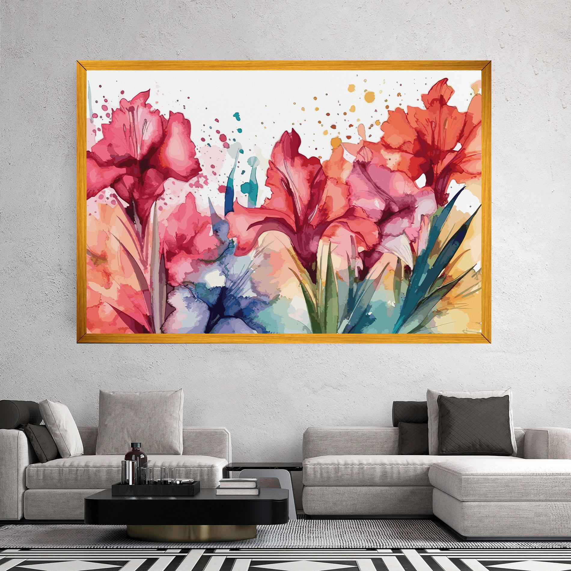 Tablou Canvas Pink Blue Iris mockup 2