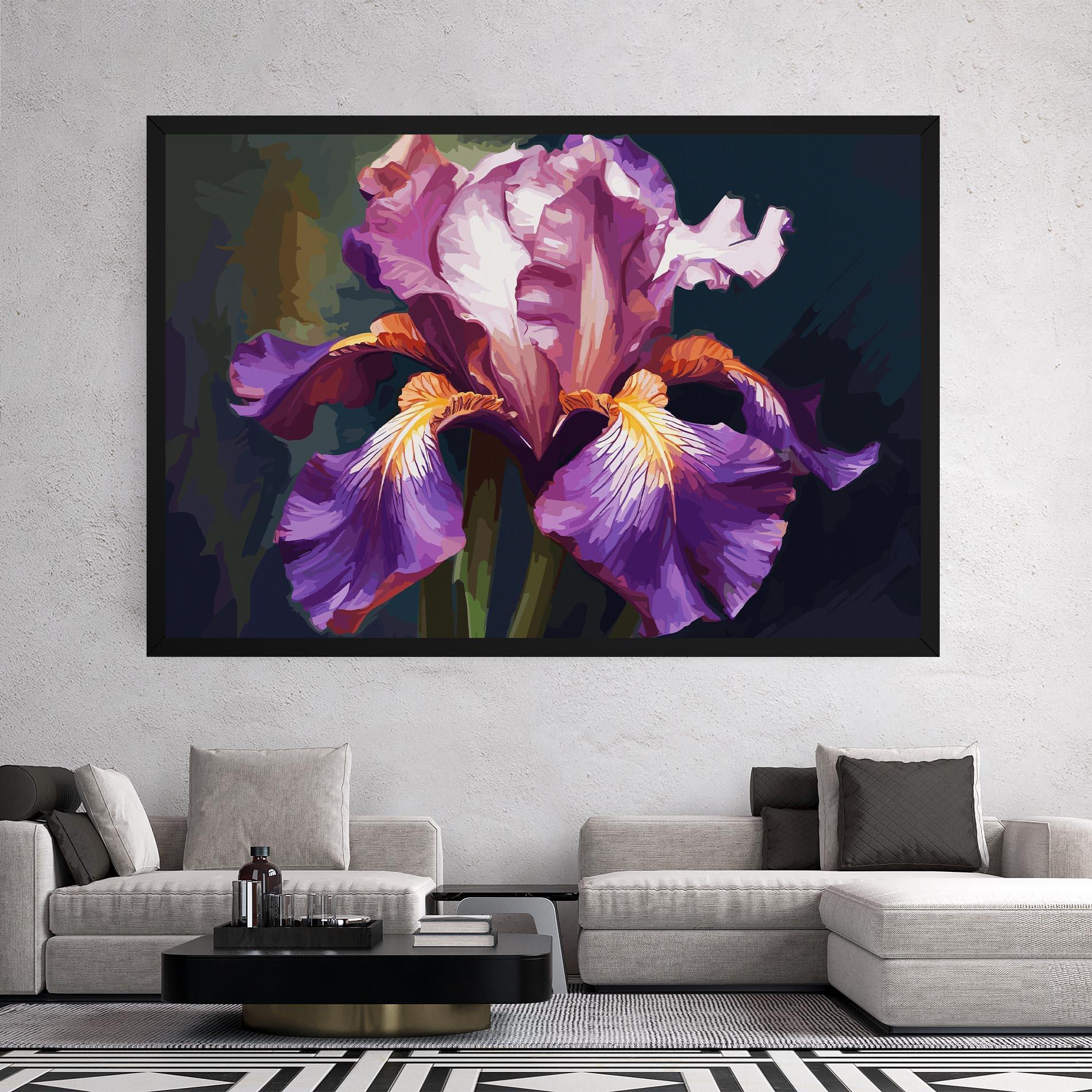Tablou Canvas Purple Orange Iris Art mockup 2