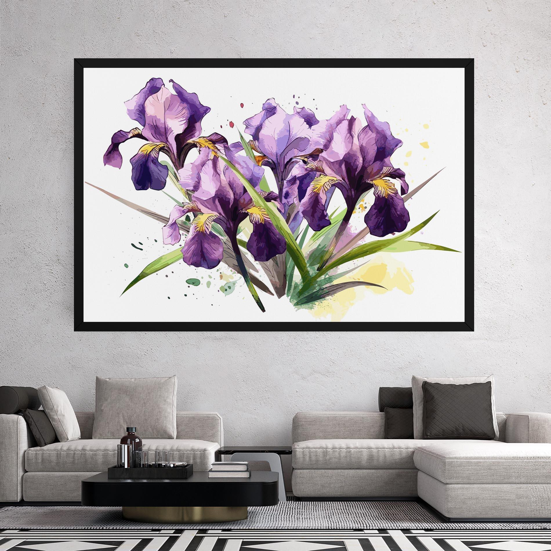 Tablou Canvas Watercolor Purple Iris mockup 2