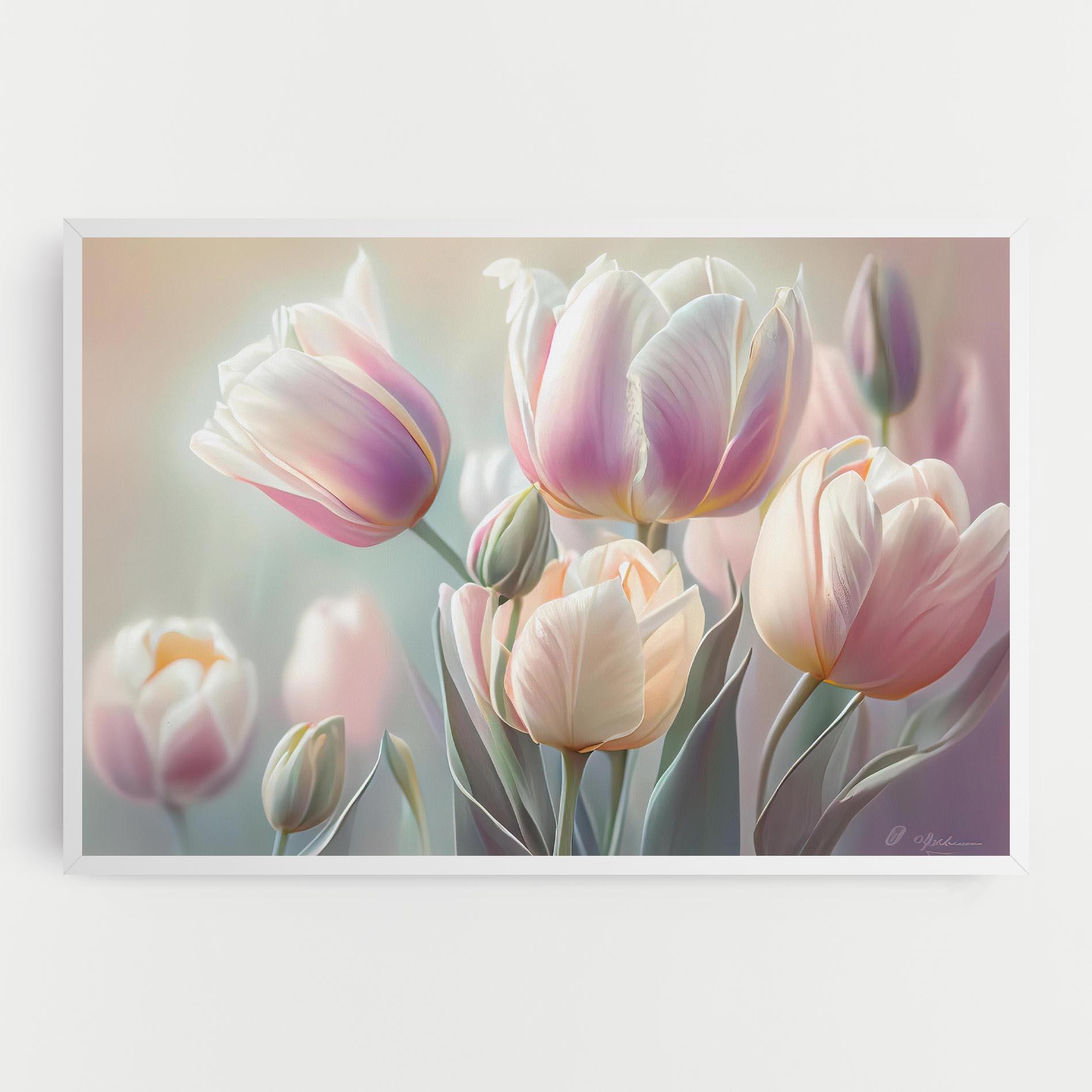Tablou Canvas Dreamy White Tulips mockup 0