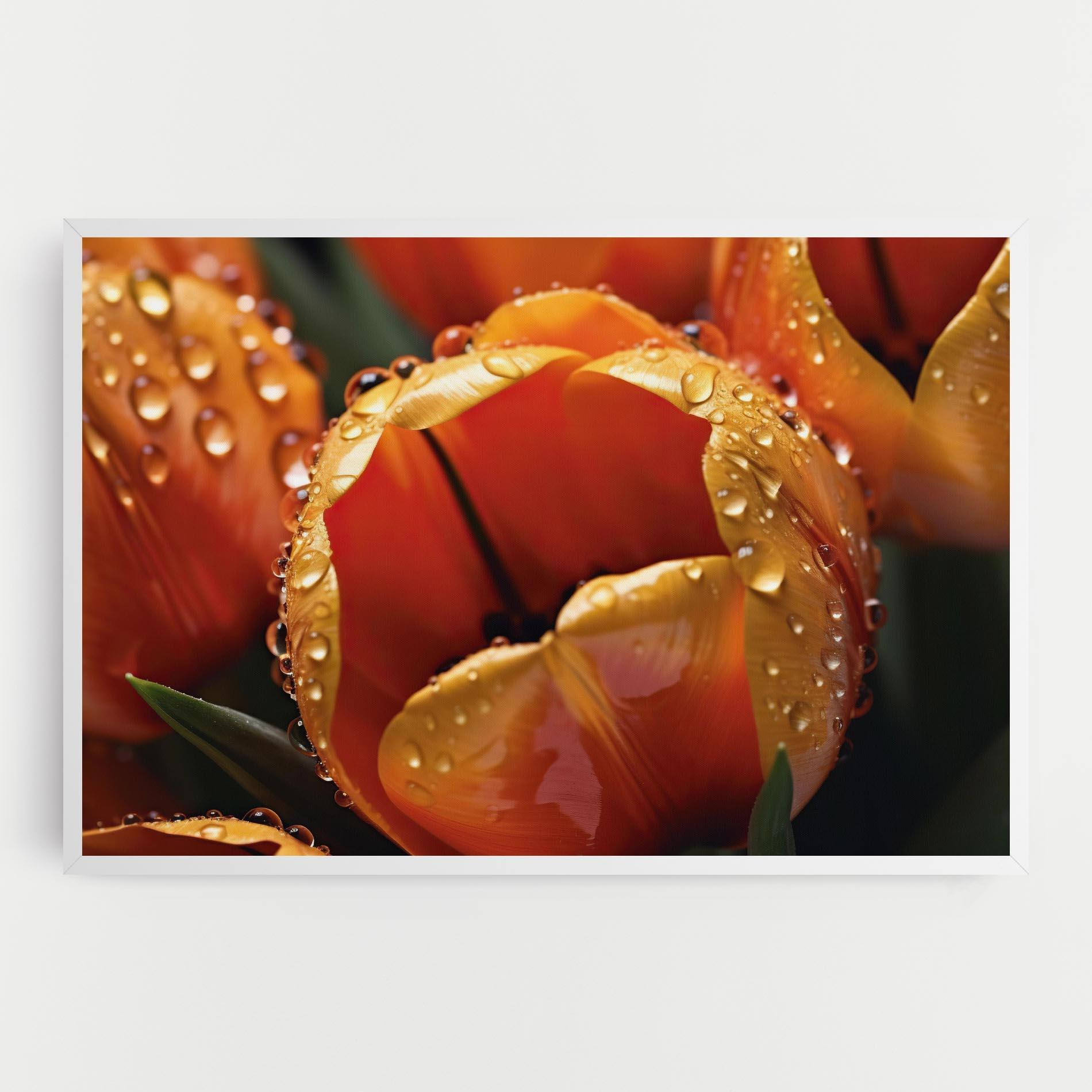 Tablou Canvas Orange Tulip Water Drops mockup 0
