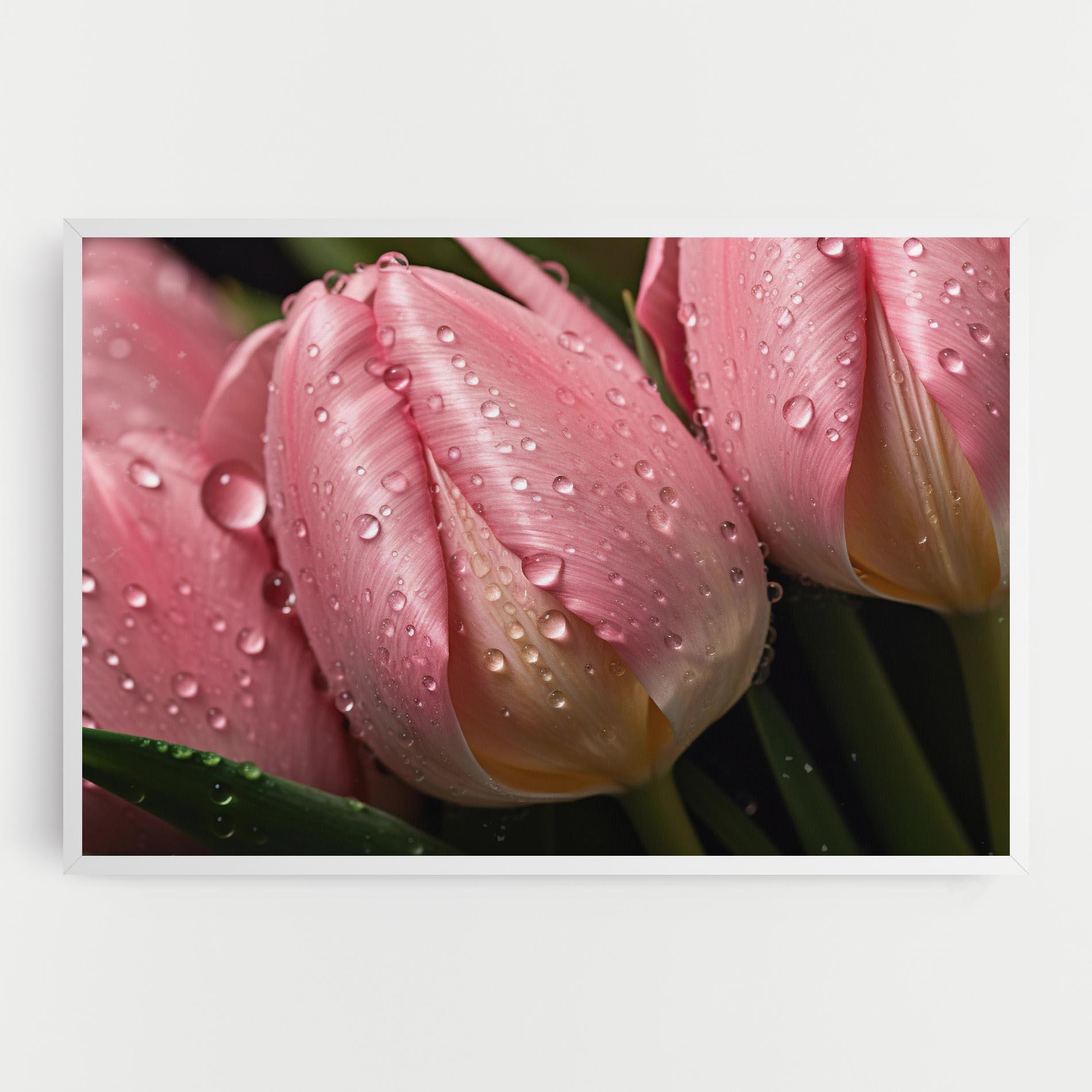 Tablou Canvas Pink Tulip With Drops mockup 0