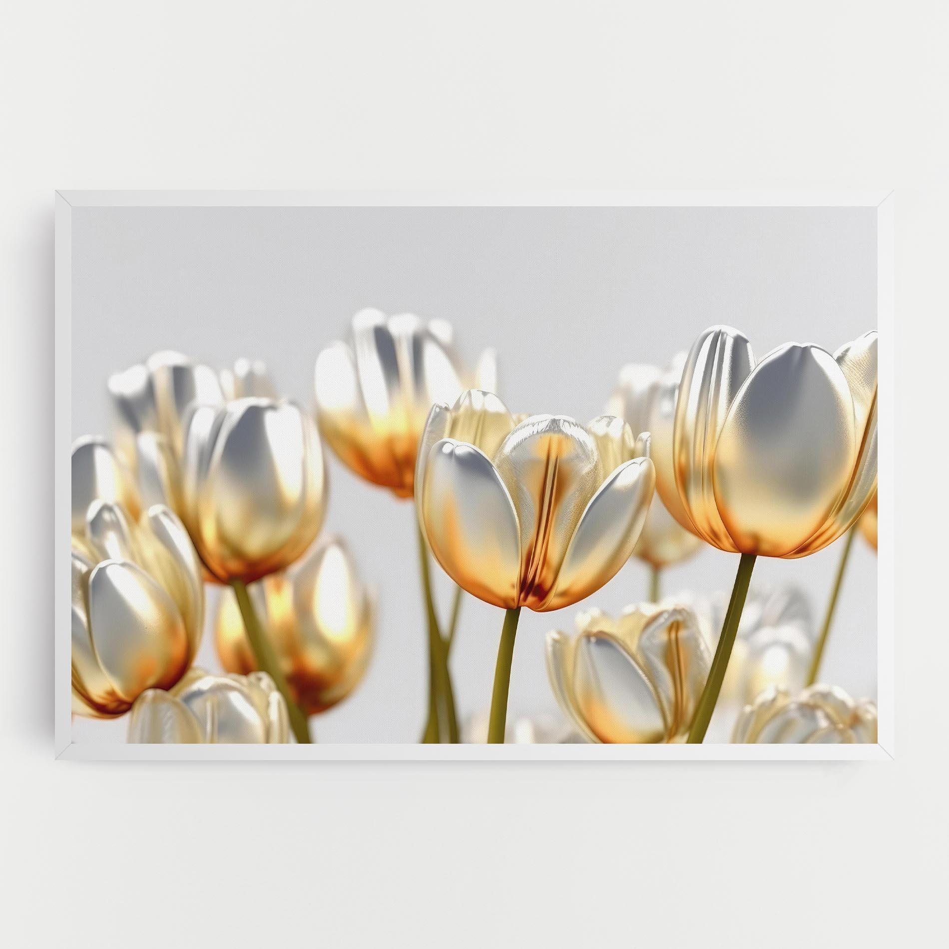 Tablou Canvas White Golden Tulips mockup 0