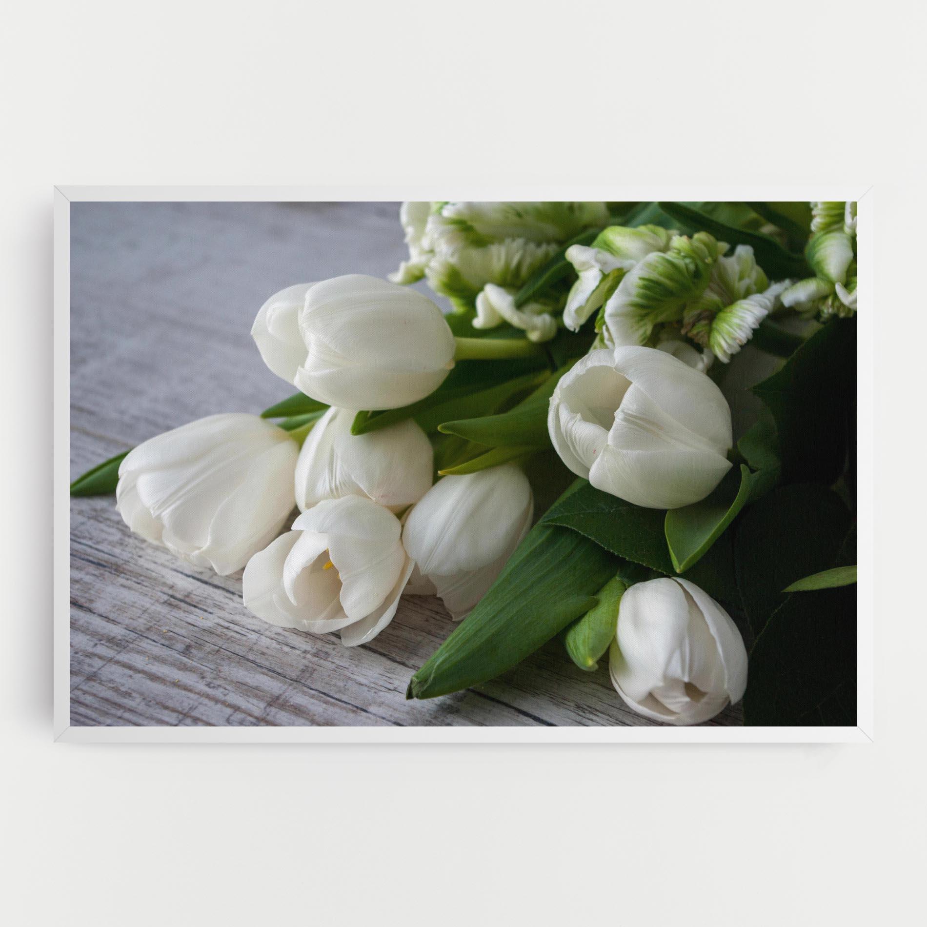 Tablou Canvas White Tulips Bouquet mockup 0