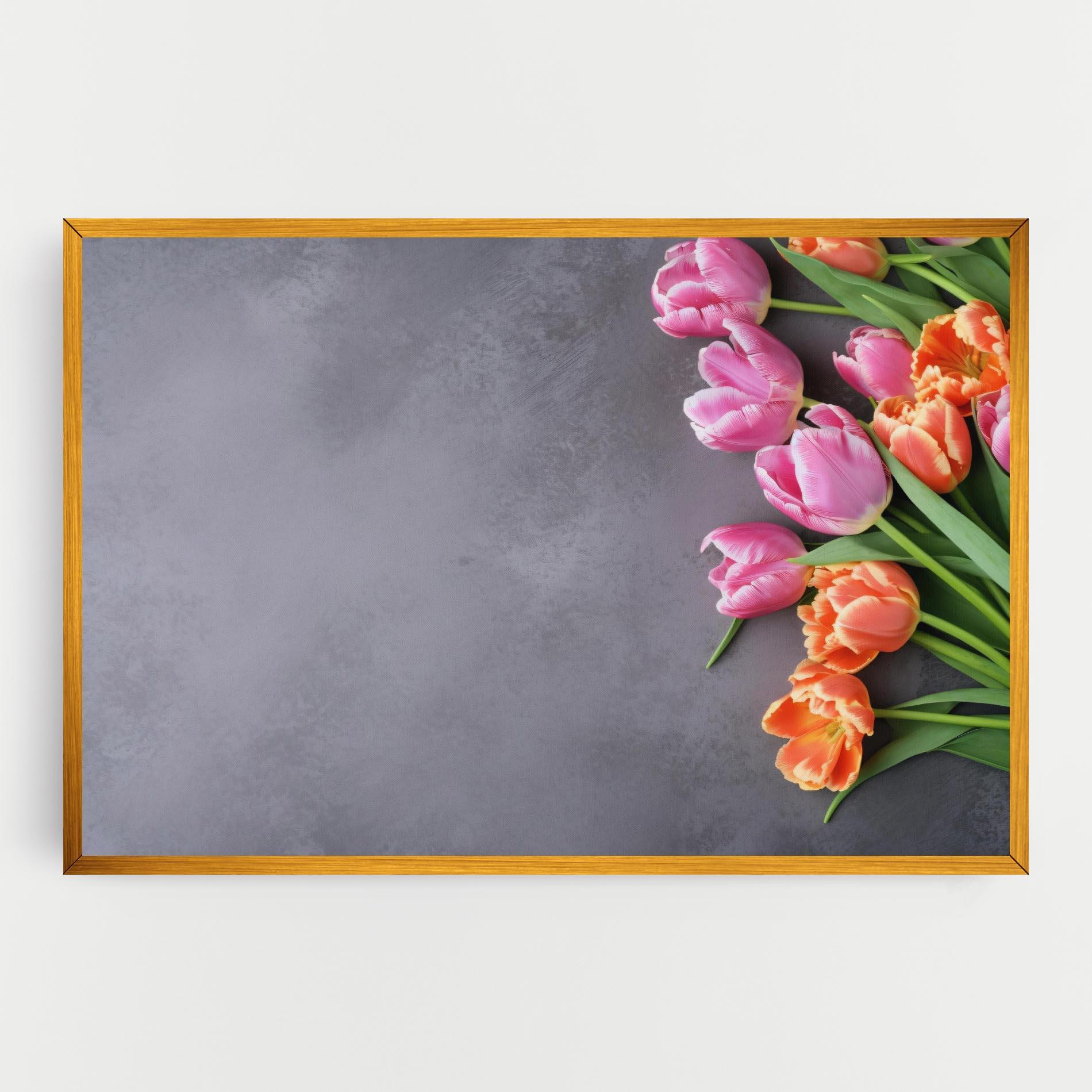 Tablou Canvas Light Orange Pink Tulips mockup 0