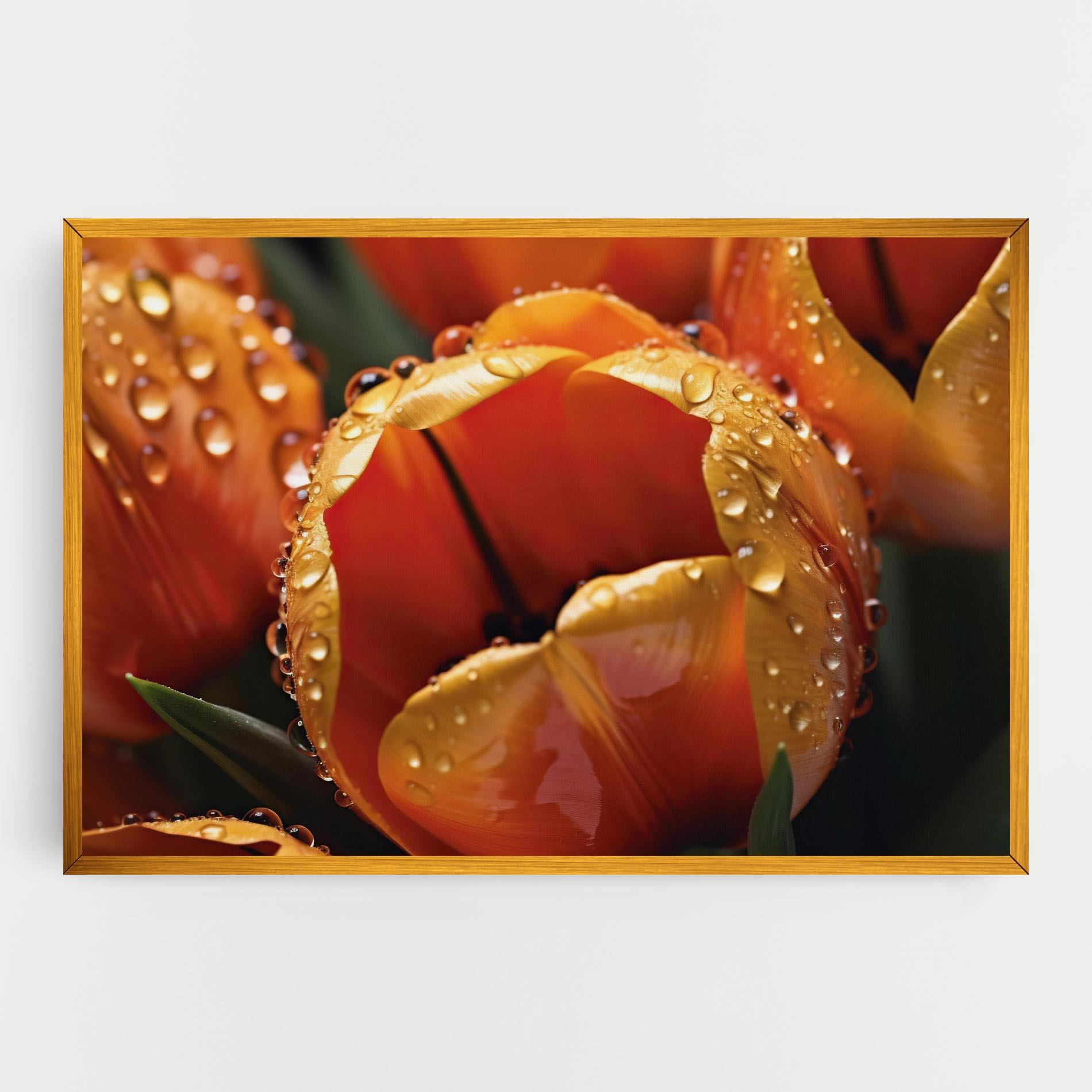 Tablou Canvas Orange Tulip Water Drops mockup 0