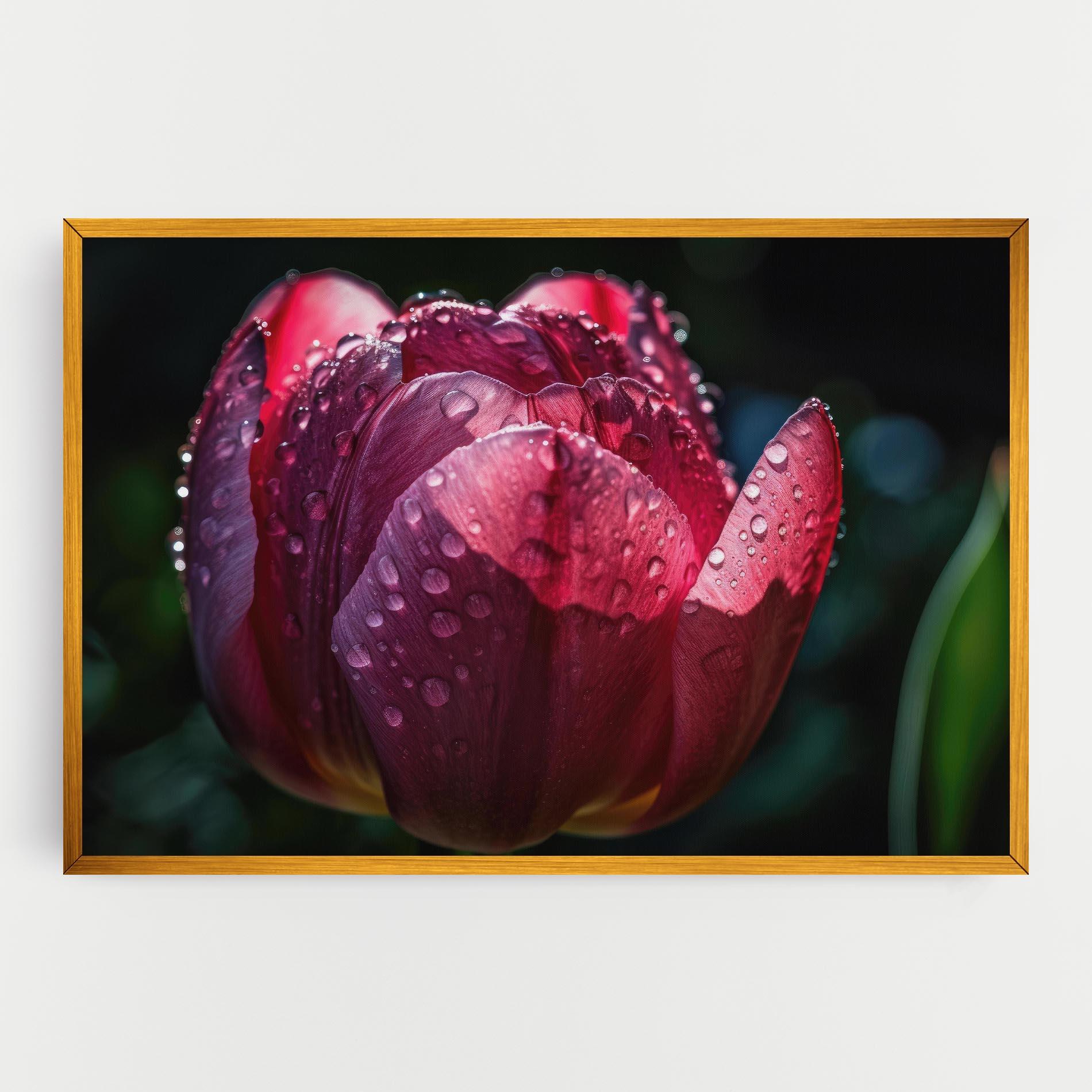 Tablou Canvas Pink Tulip After Rain mockup 0