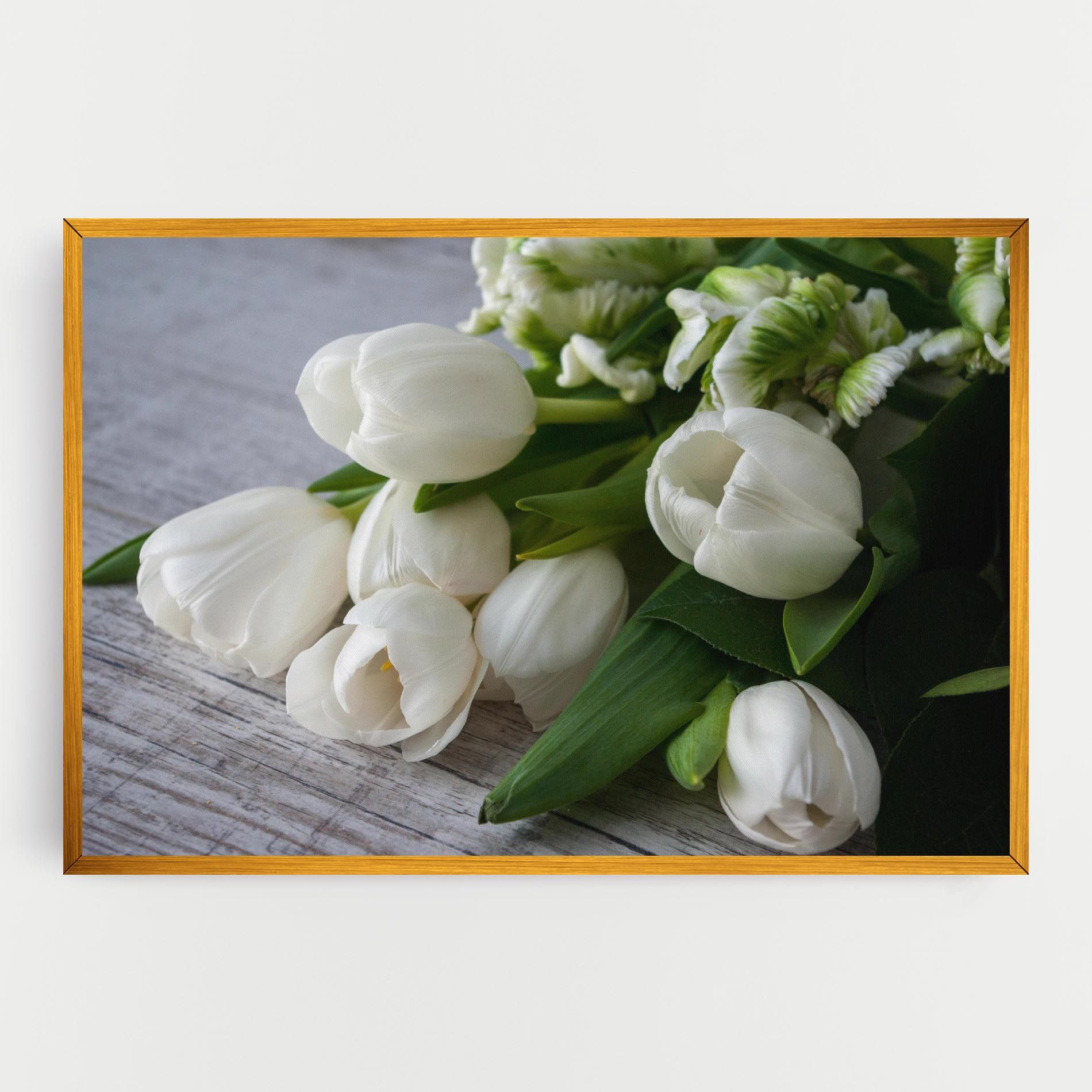 White Tulips Bouquet mockup 0