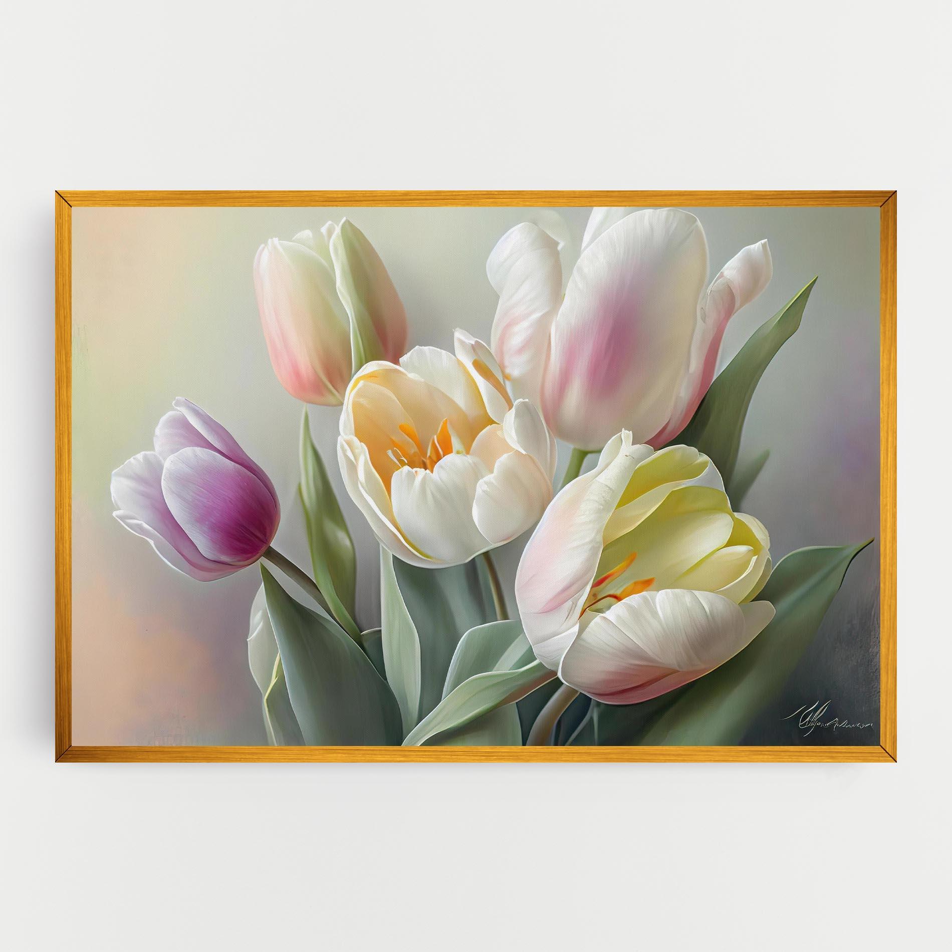 Tablou Canvas White Tulips Painting mockup 0