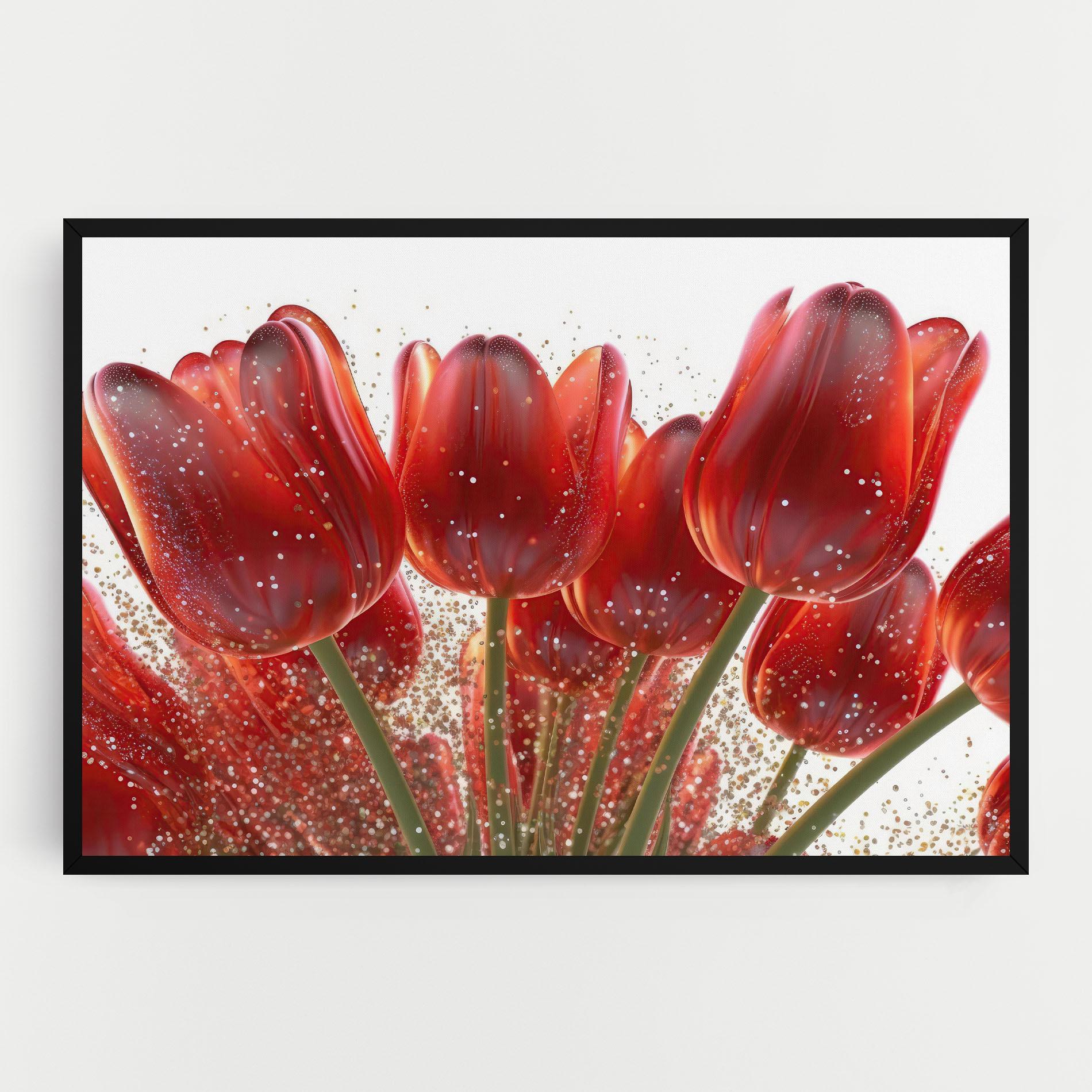 Tablou Canvas Glitter Red Tulips mockup 0