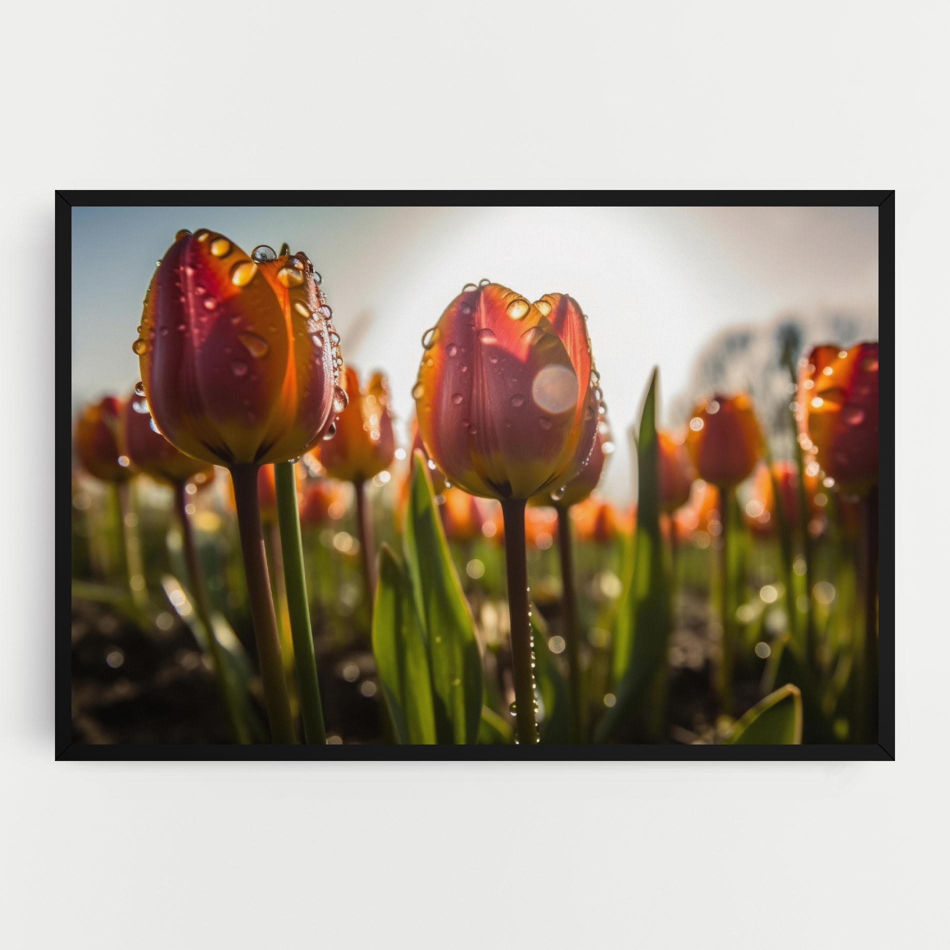 Tablou Canvas Orange Tulips After Rain mockup 0