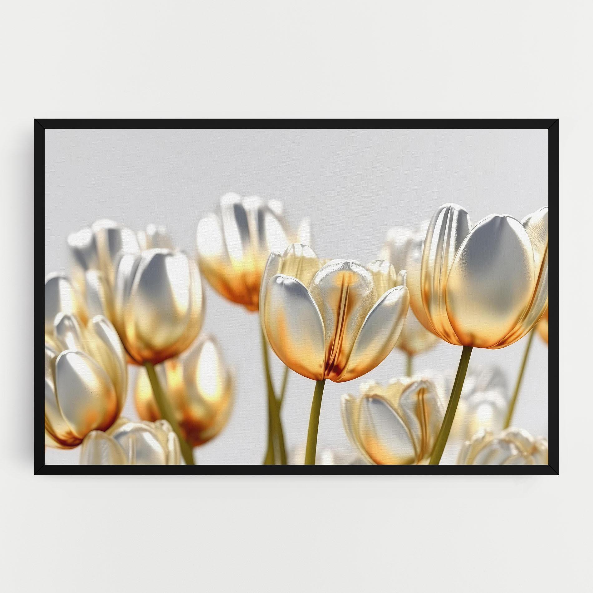 Tablou Canvas White Golden Tulips mockup 0