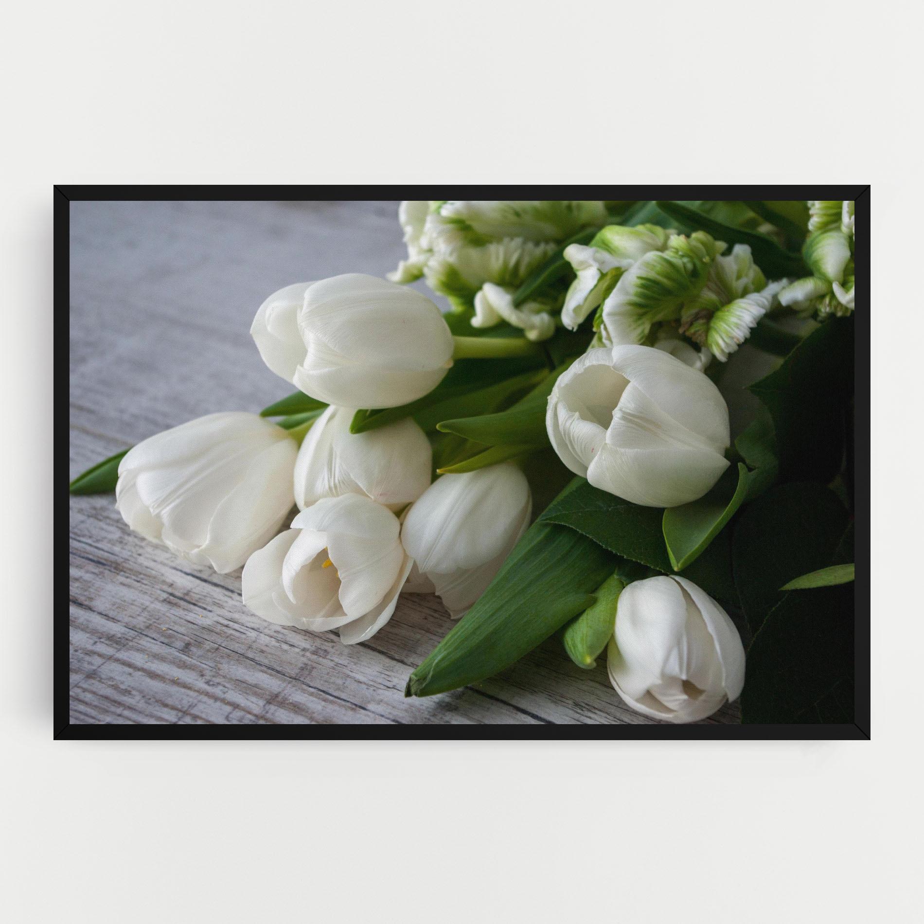 Tablou Canvas White Tulips Bouquet mockup 0